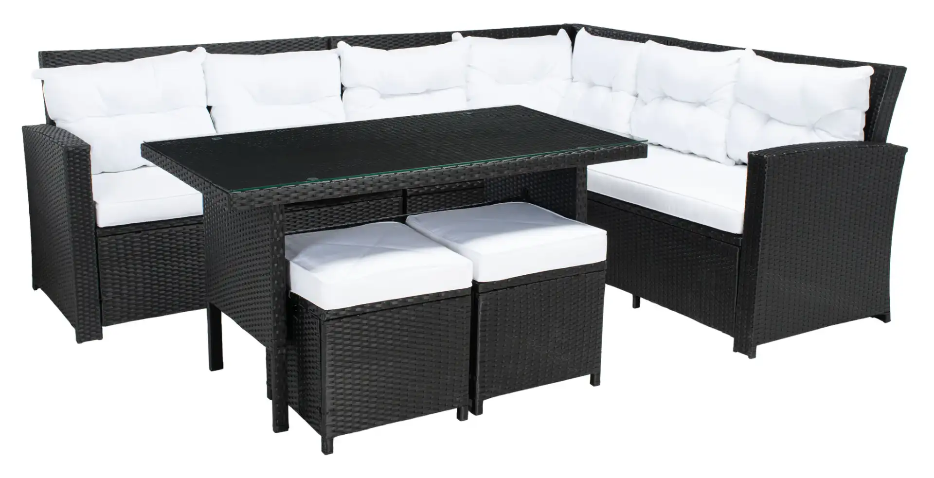 Miki Six-Piece Corner Set in Black / White, detail view
