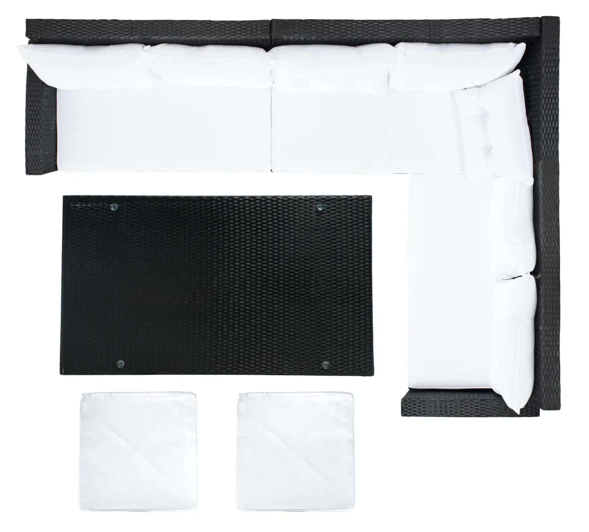 Miki Six-Piece Corner Set in Black / White, detail view