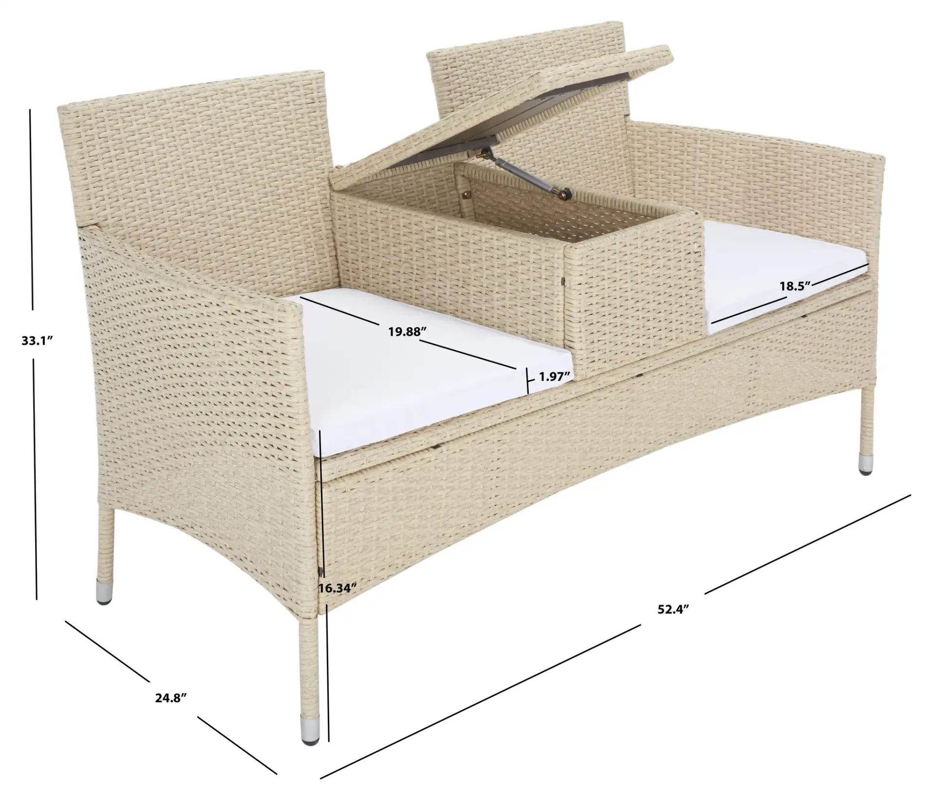 Viora Loveseat in Beige / White, detail view