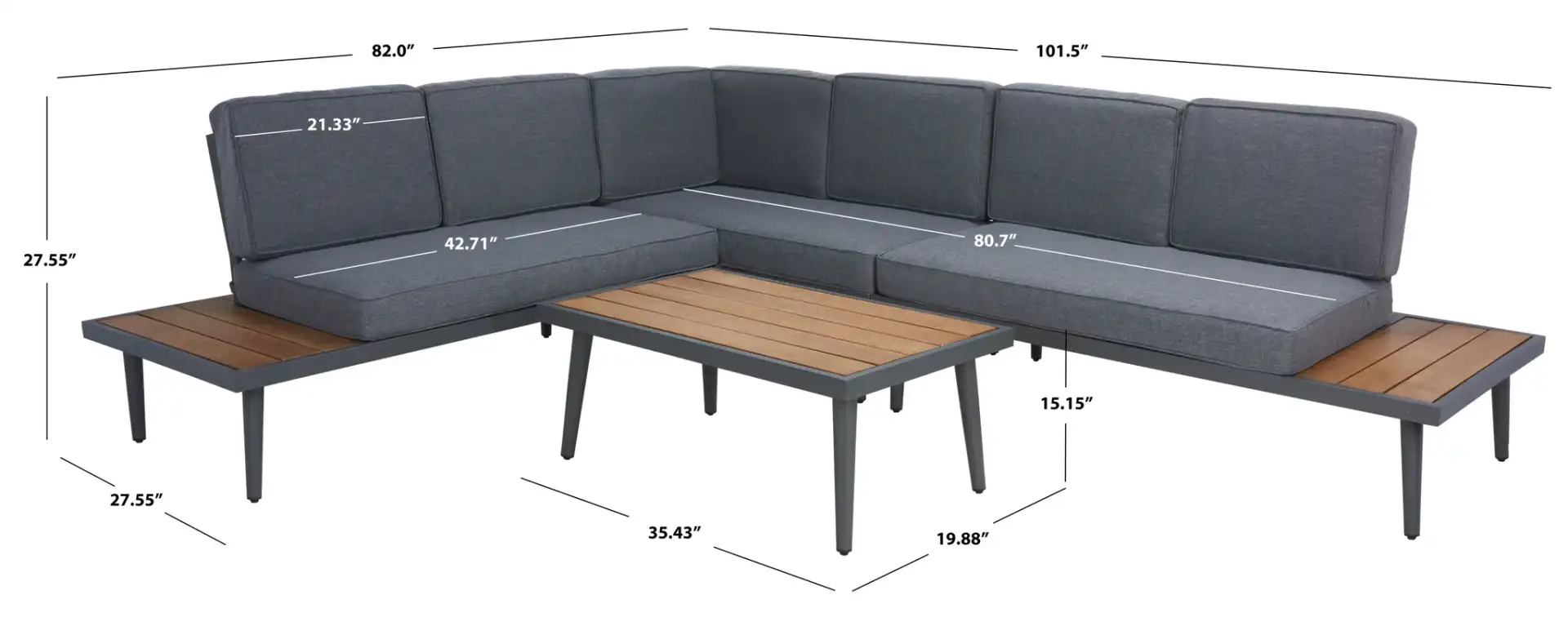 Guthrie Corner Living Set in Natural / Light Gray, detail view