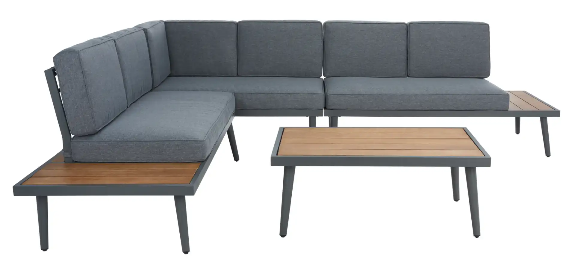 Guthrie Corner Living Set in Natural / Light Gray
