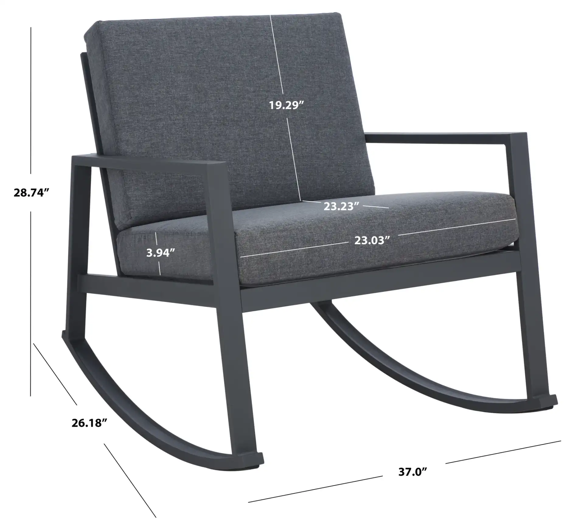 Cantor Rocking Chair in Gray, detail view
