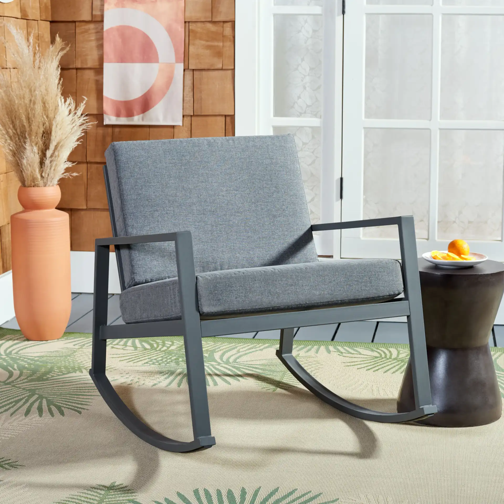 Cantor Rocking Chair in Gray in a styled room