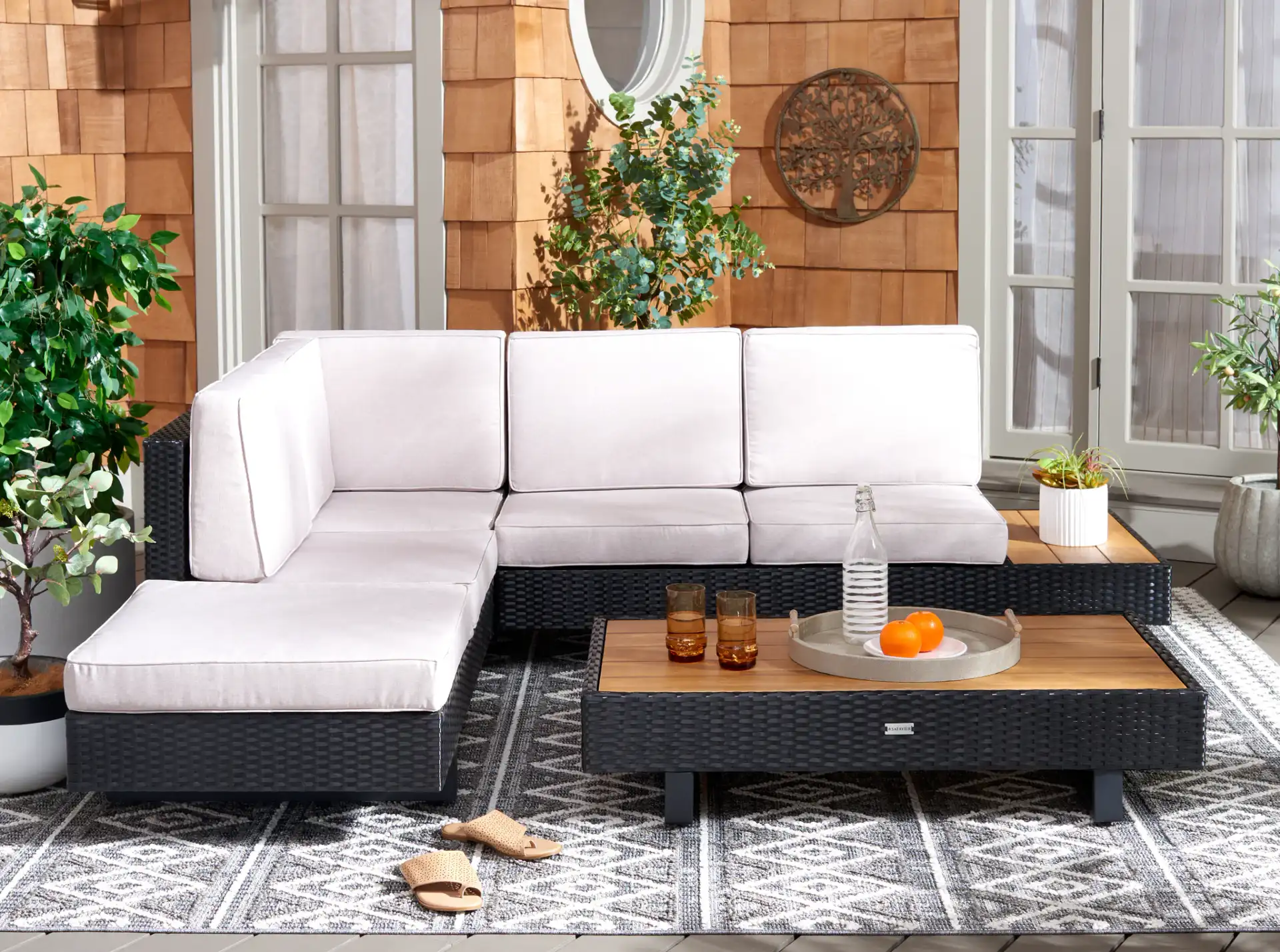 Allison Corner Living Set in Gray / Light Gray in a styled room