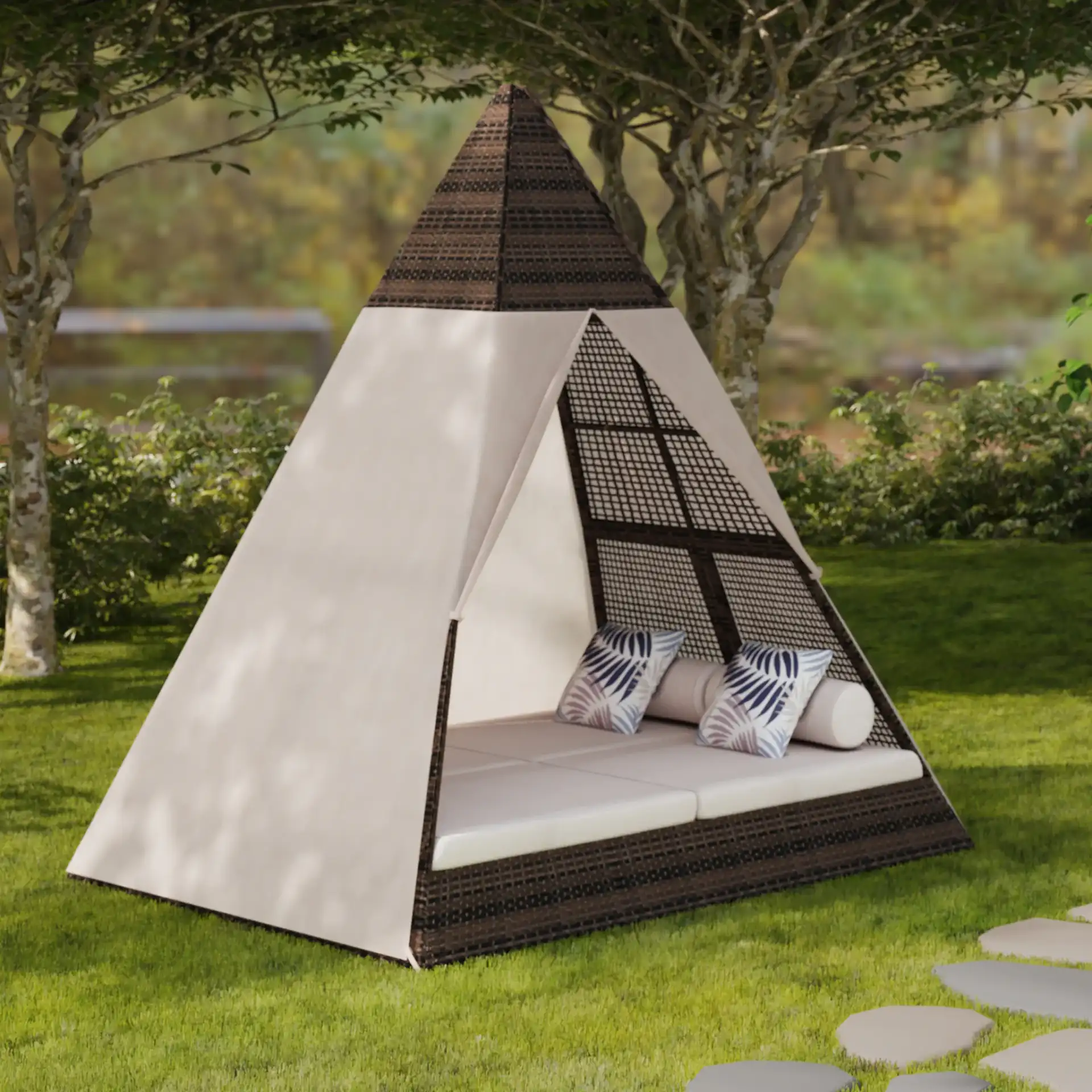 Bongo Daybed in Gray Brown / Light Gray in a styled room
