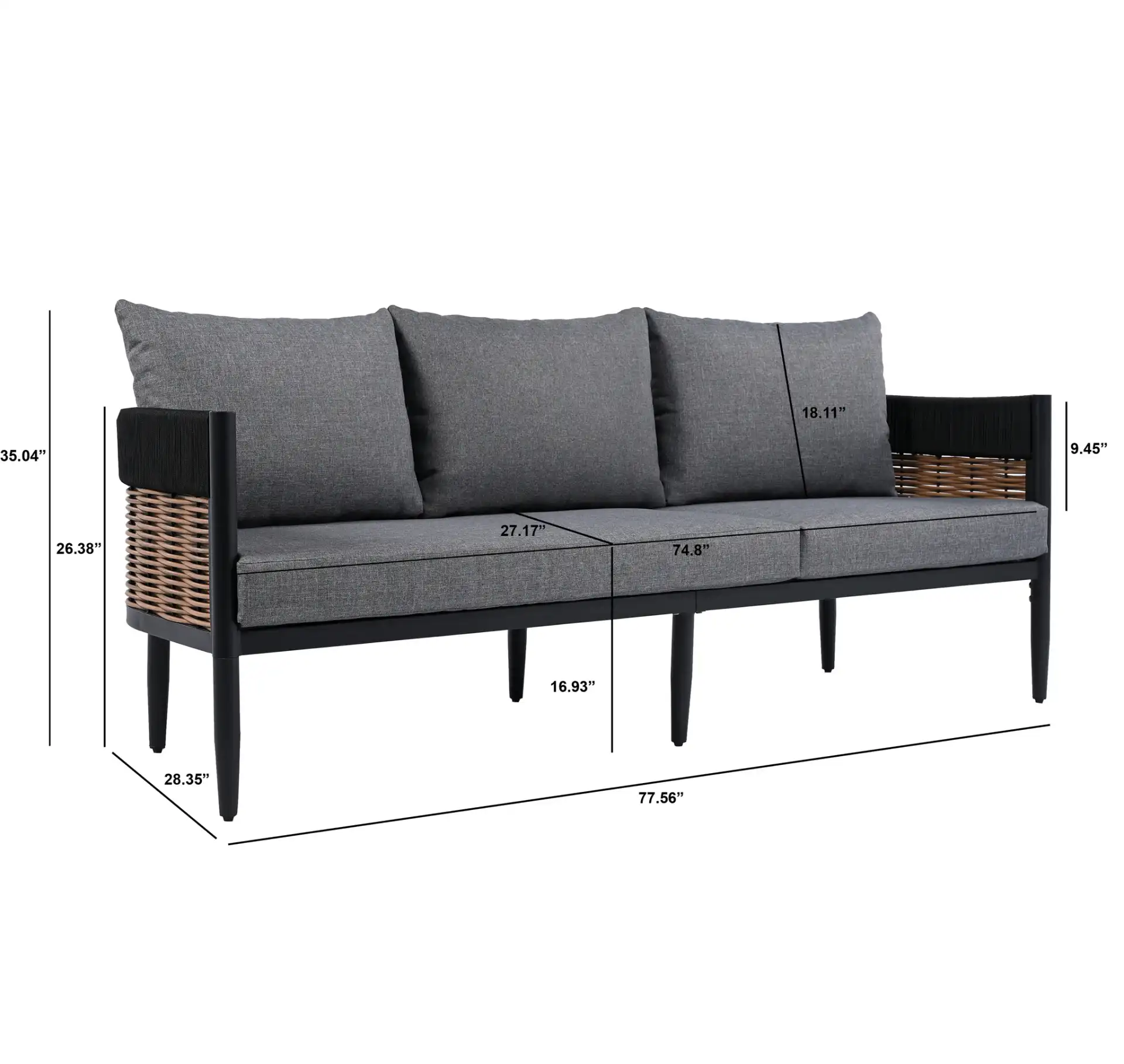 Harrison Corner Set in Black / Gray, detail view
