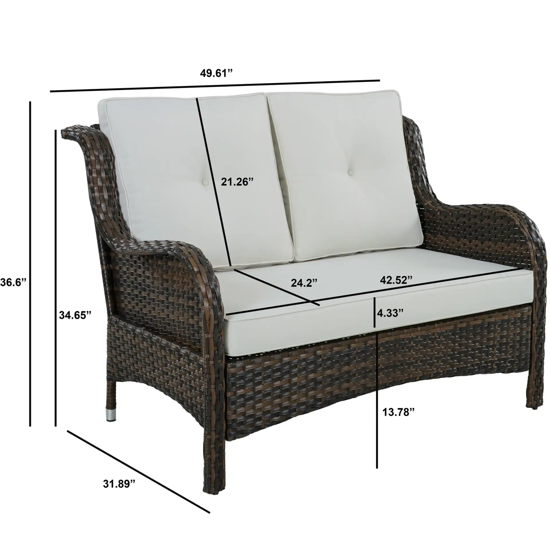 Allen Loveseat in Brown / Beige, detail view