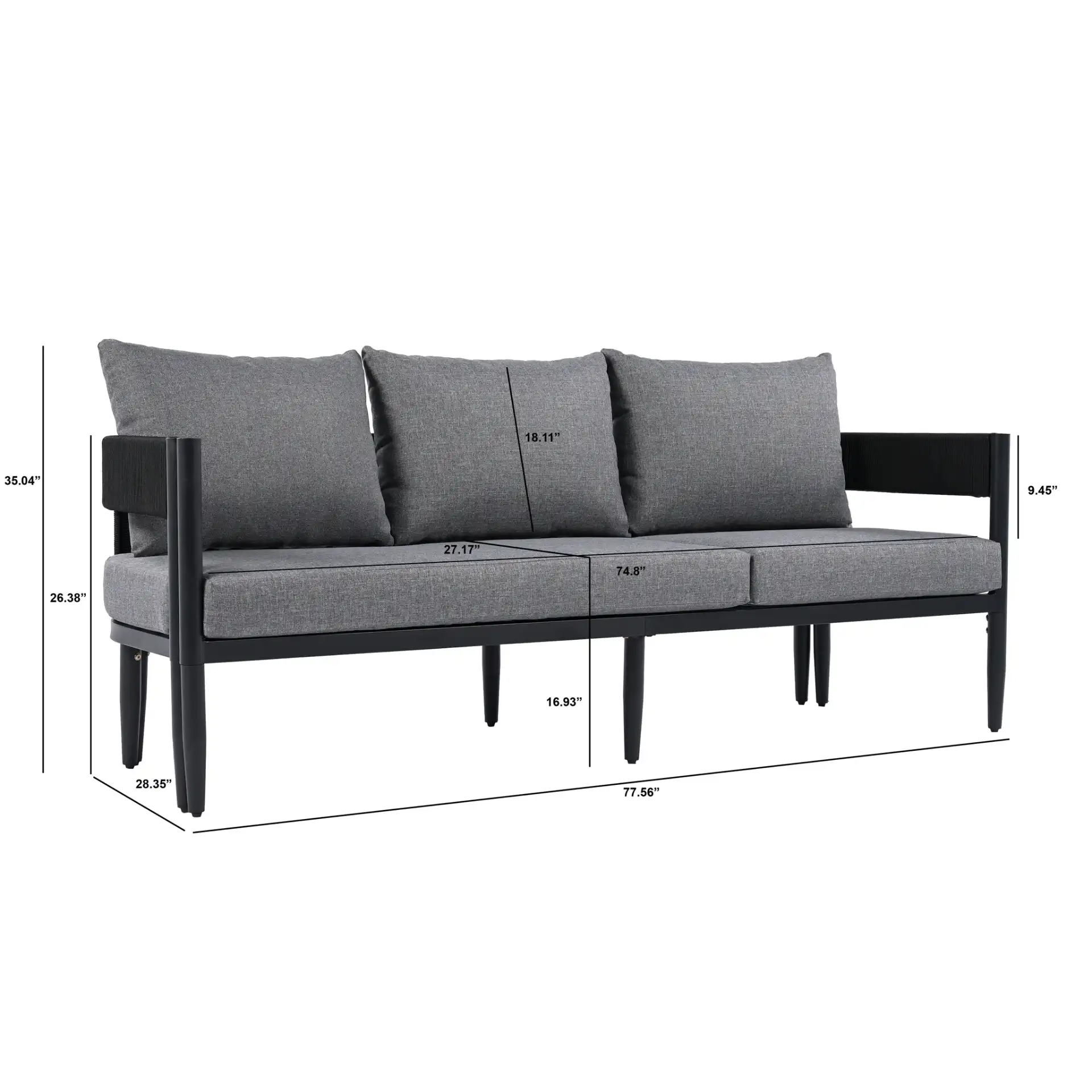 Viola Corner Set in Black / Gray, detail view