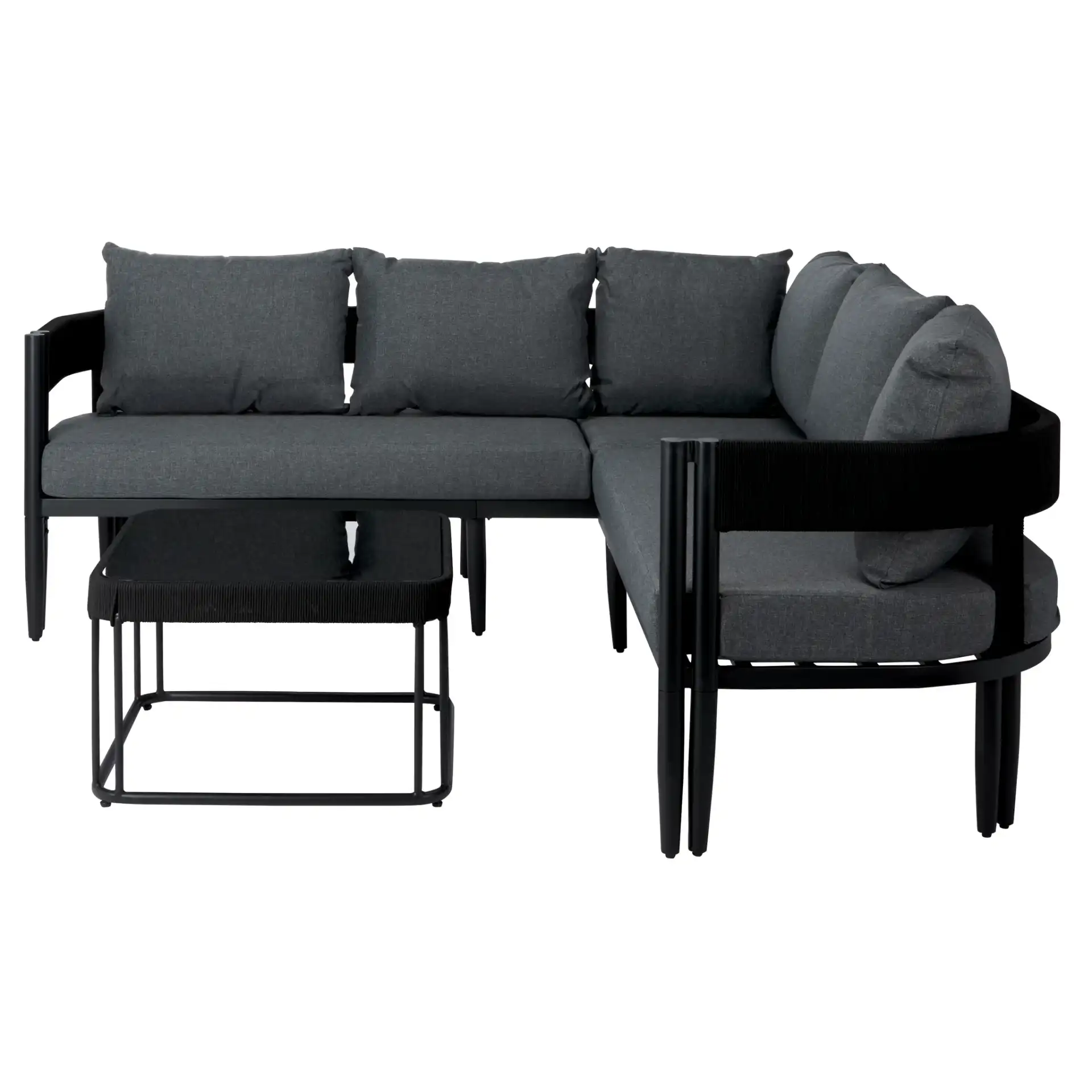 Viola Corner Set in Black / Gray, detail view