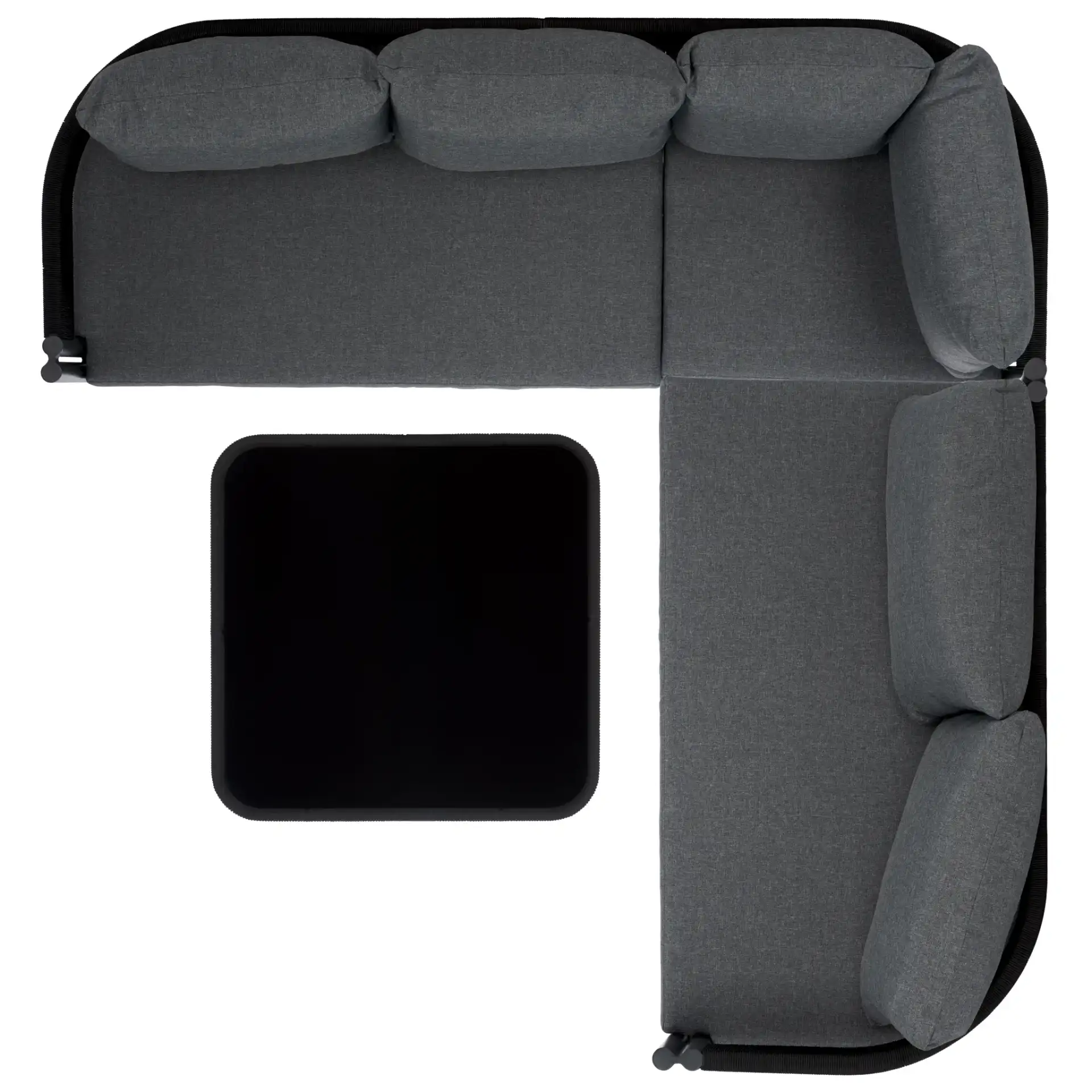 Viola Corner Set in Black / Gray, detail view