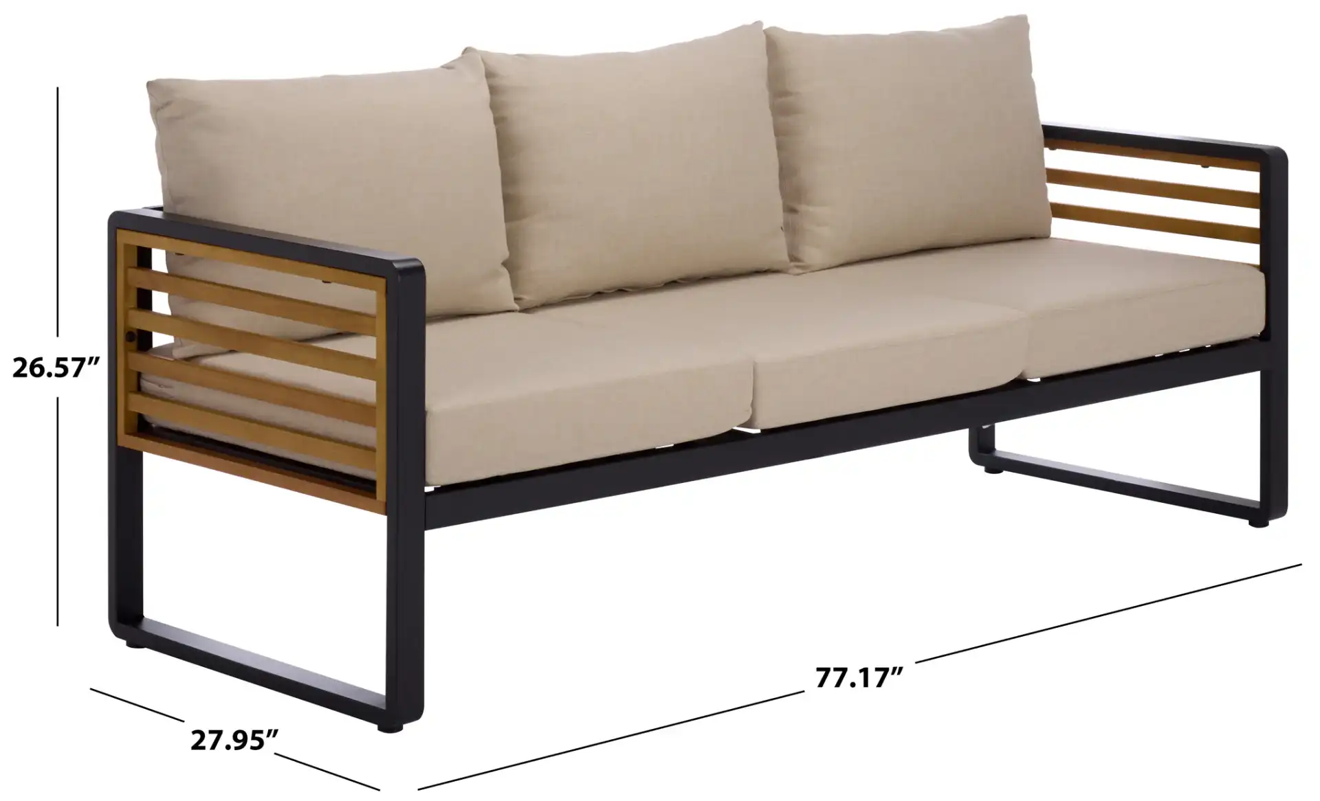Baker Three-Seater Sofa in Black / Taupe, detail view