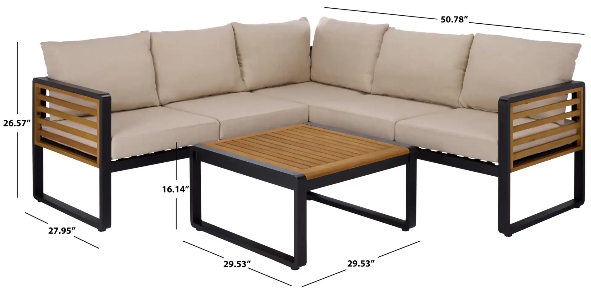 Baker Corner Set in Black / Taupe, detail view