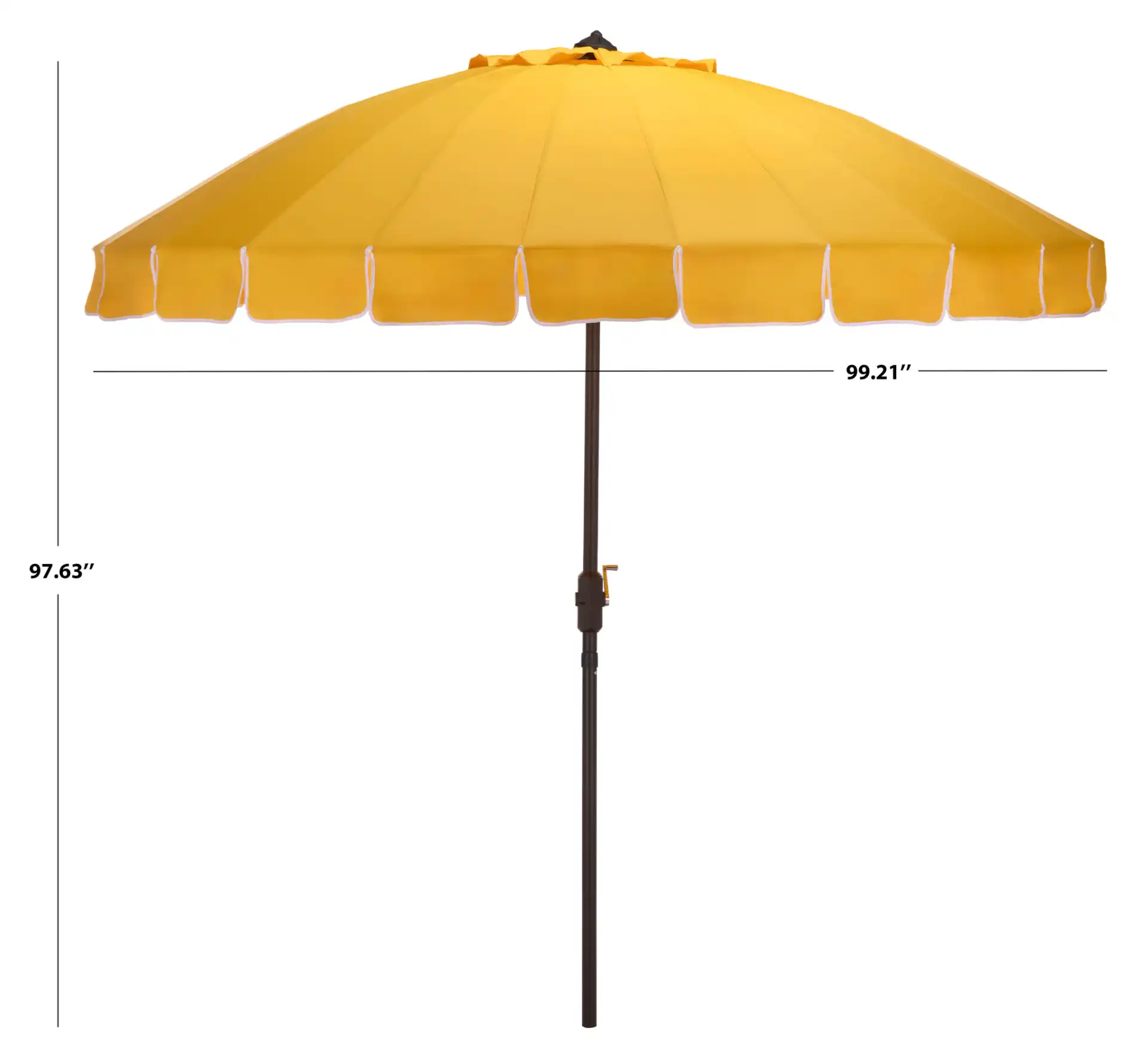 Panza 9-Foot Crank Umbrella in Yellow, detail view
