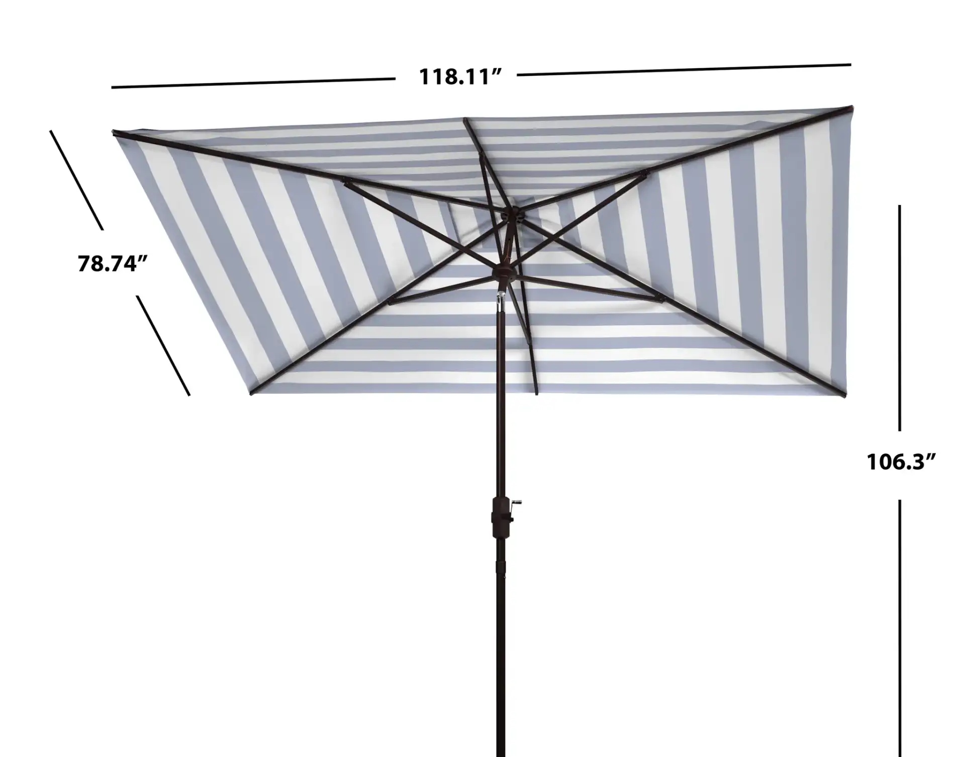 Iris 6.5 X 10-Foot Rectangular Umbrella in Black / White, detail view