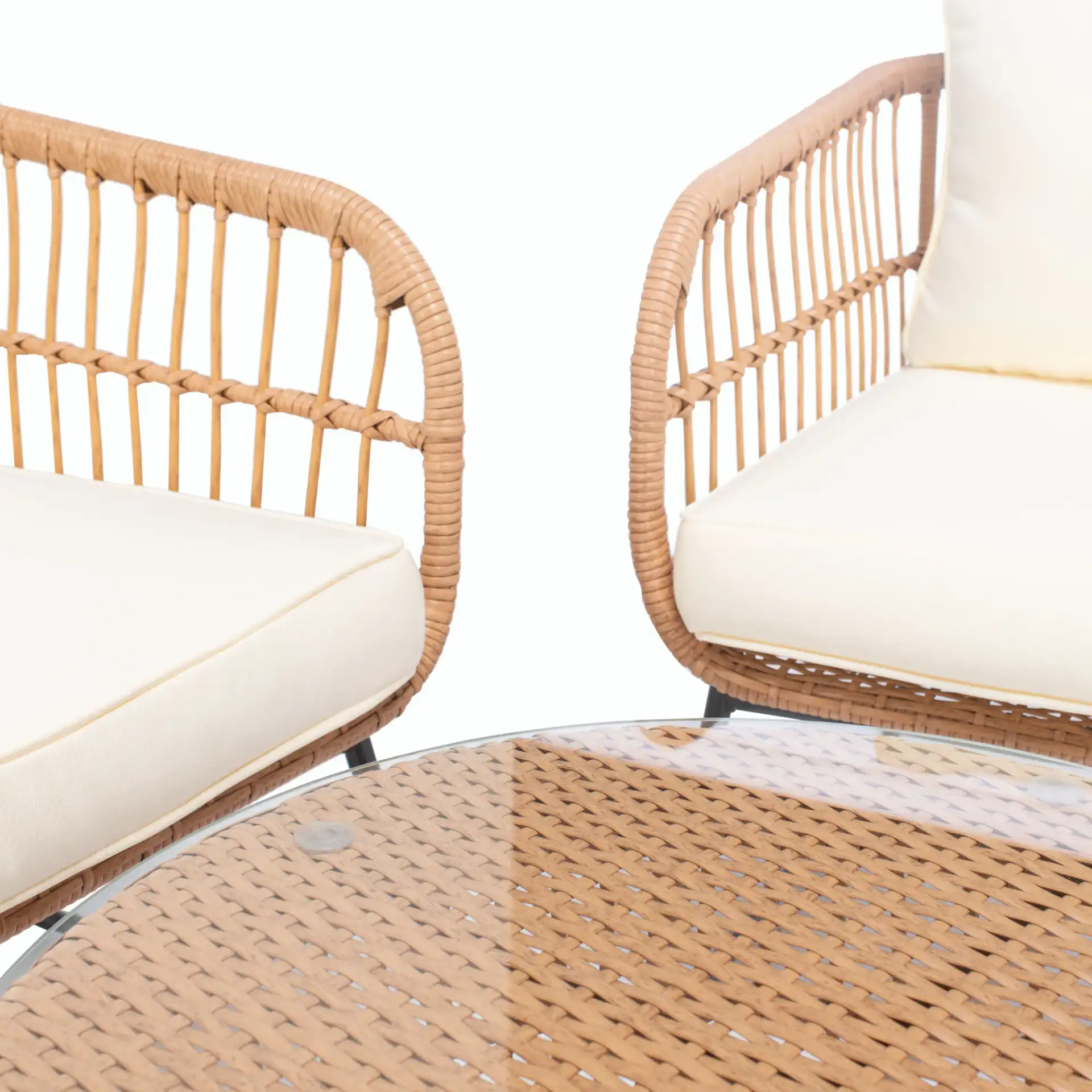 Venta Five-Piece Living Set in Natural / Beige in a styled room