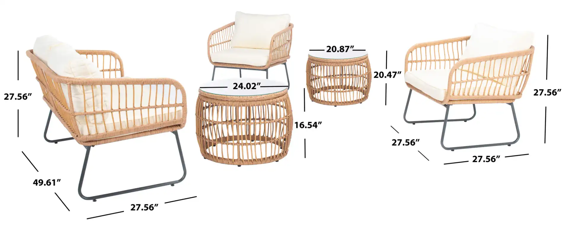 Venta Five-Piece Living Set in Natural / Beige, detail view