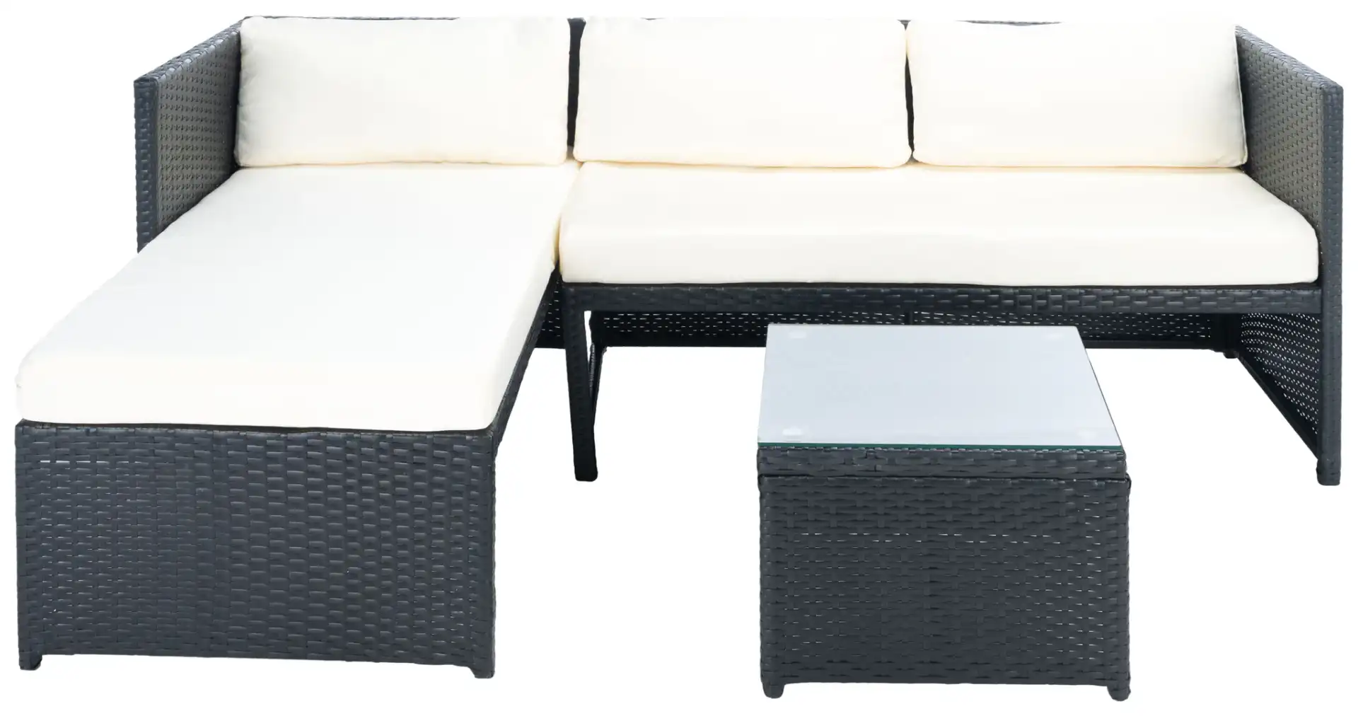Bronson Three-Piece Sofa Set in Black / Beige