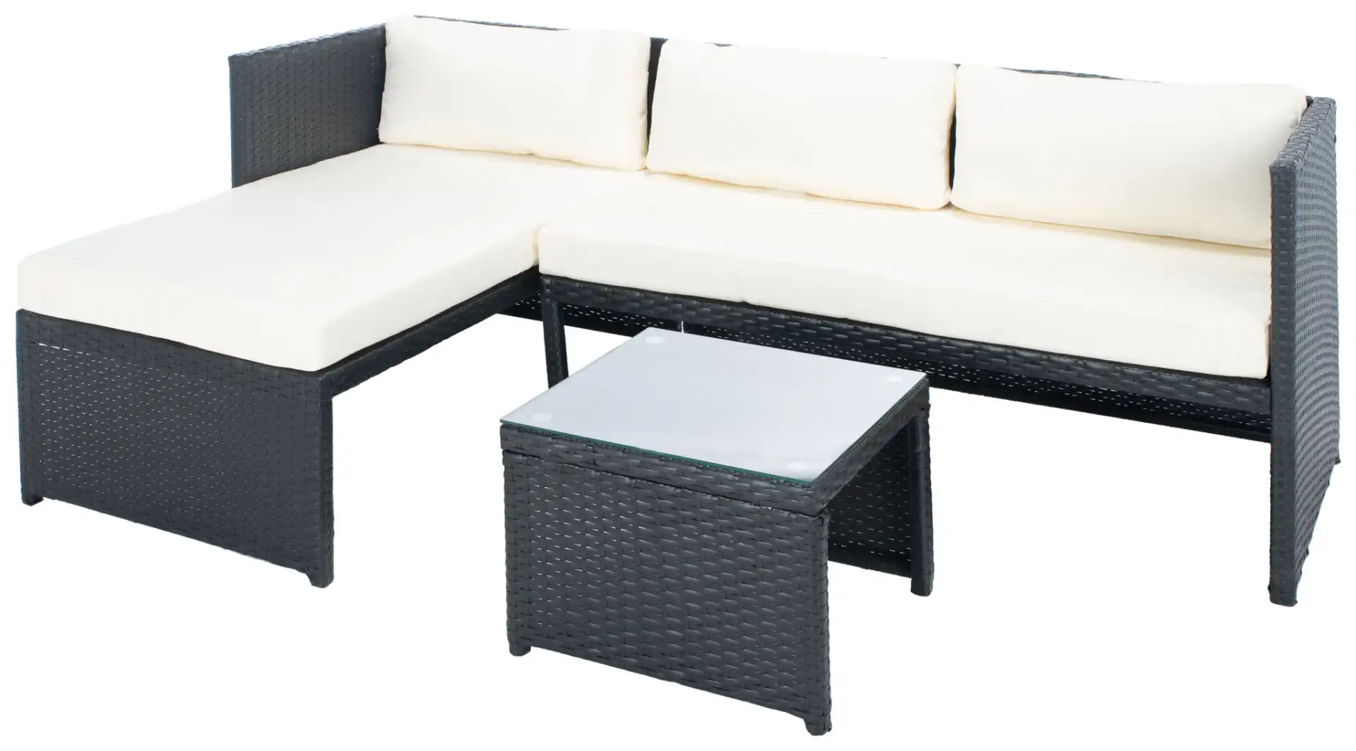 Bronson Three-Piece Sofa Set in Black / Beige, detail view