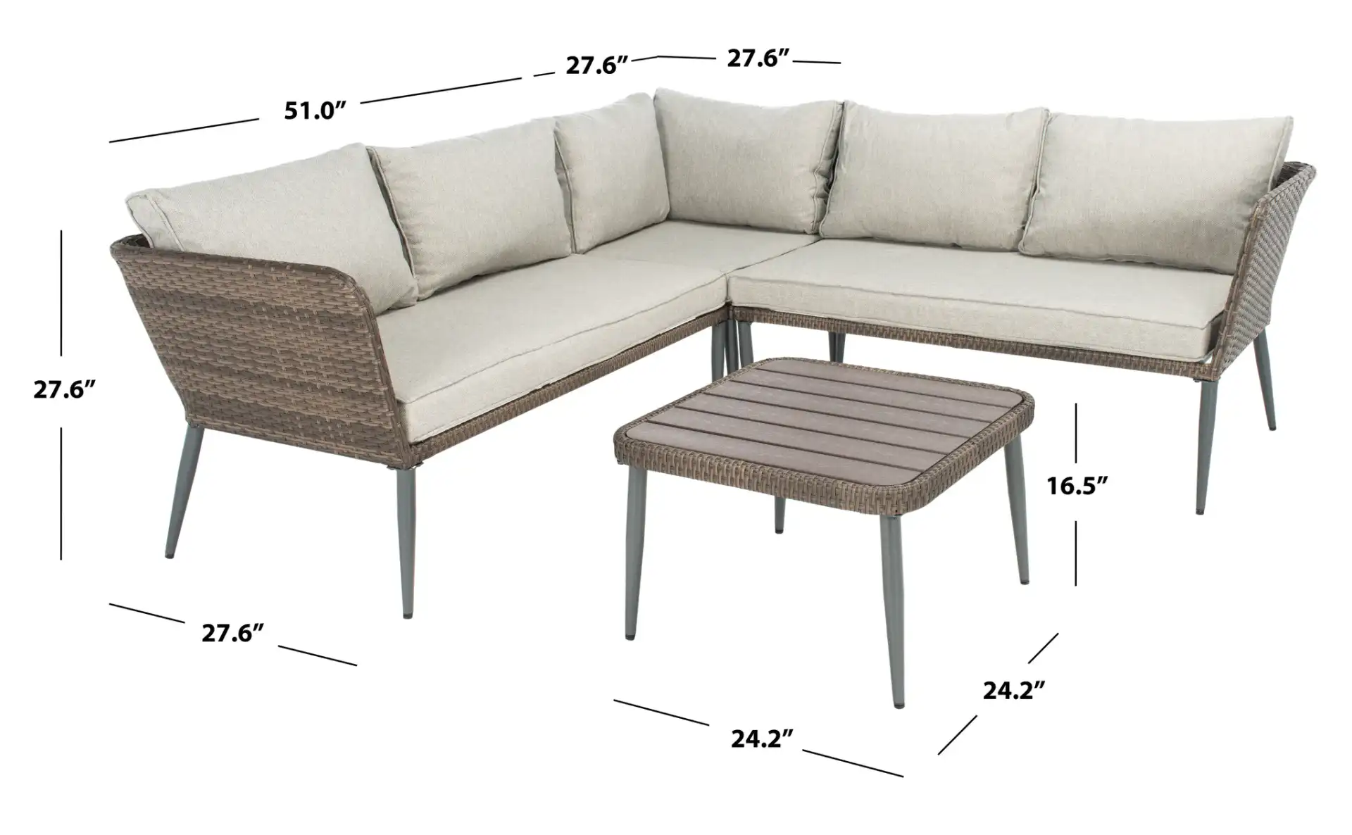 Serson Four-Piece Sofa Set in Black / Beige, detail view