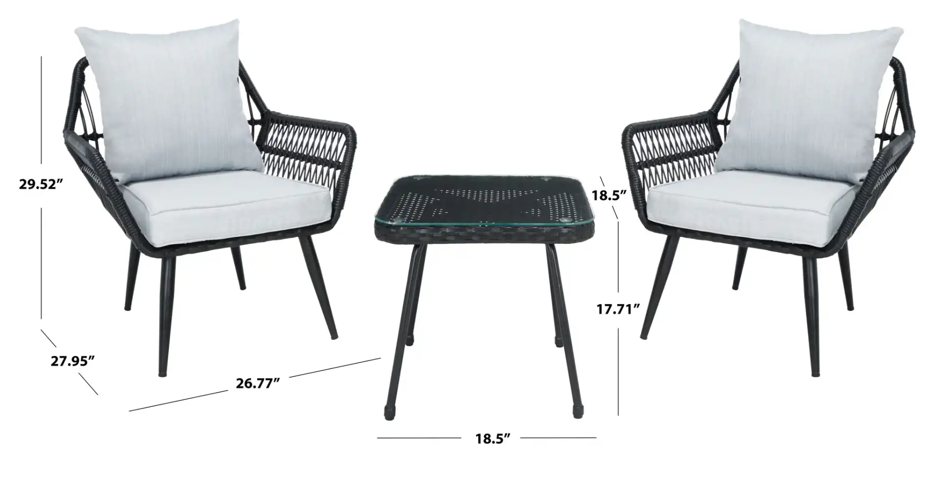Londyn Three-Piece Lounge Set in Black / Gray, detail view