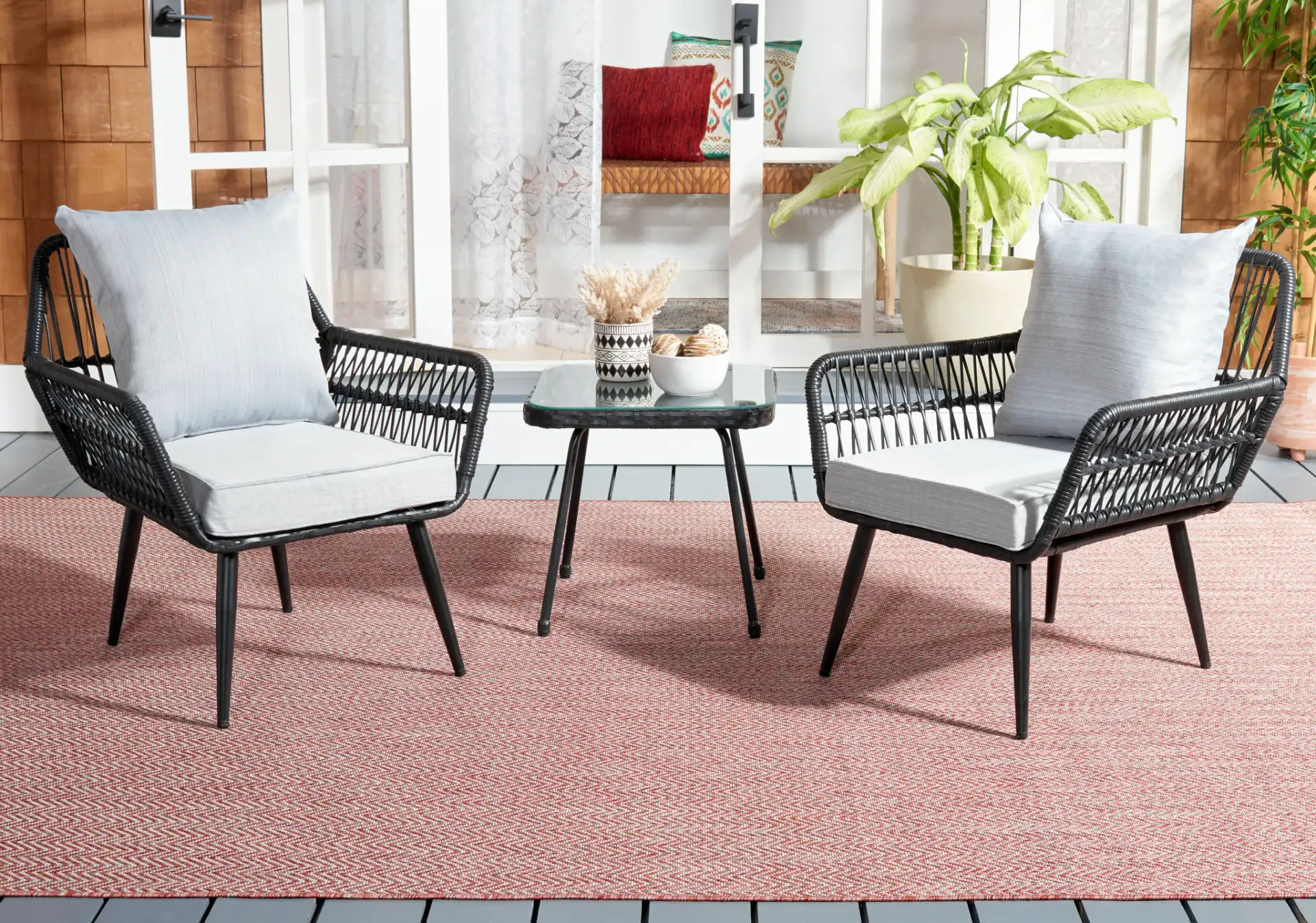 Londyn Three-Piece Lounge Set in Black / Gray in a styled room
