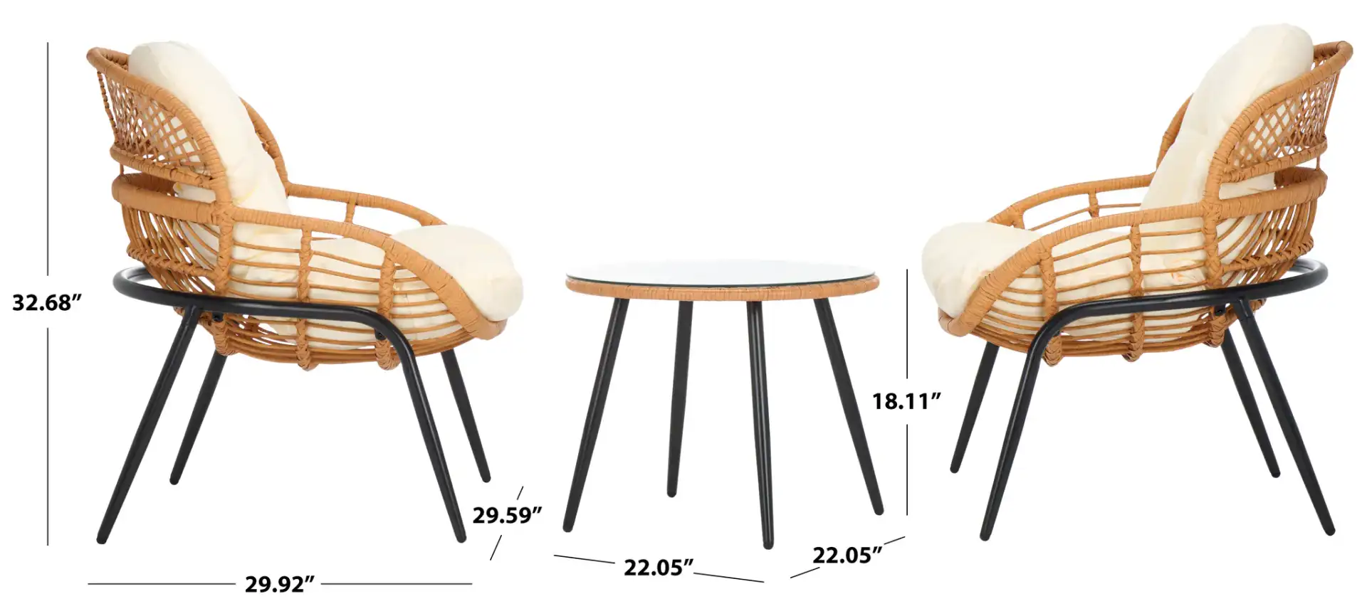 Mott Three-Piece Lounge Set in Natural / Beige, detail view