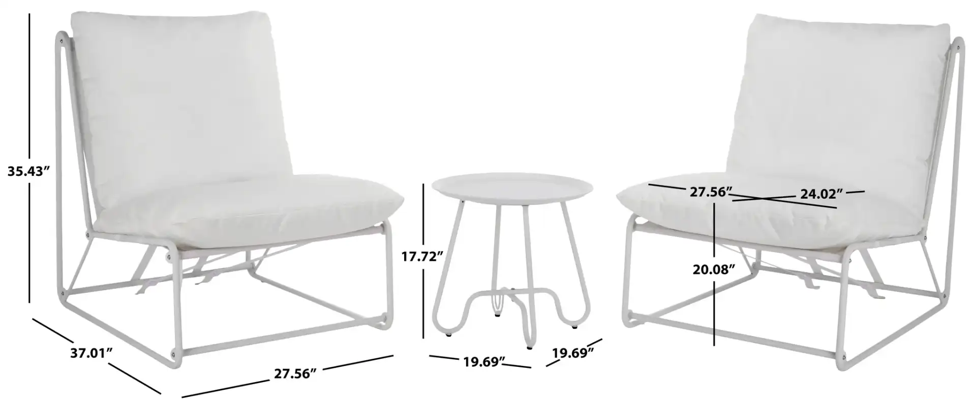 Archie Three-Piece Set in White / Beige, detail view