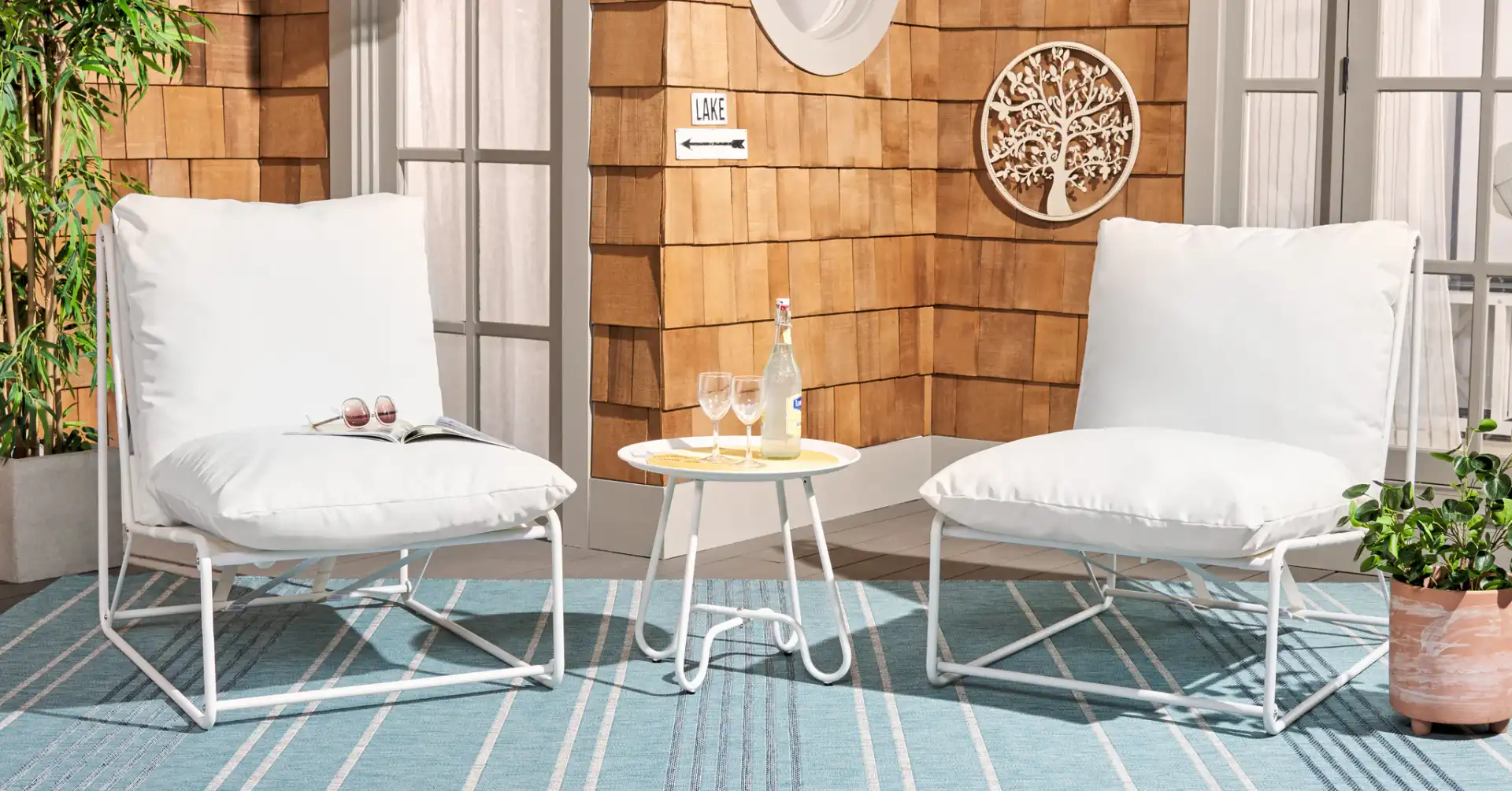 Archie Three-Piece Set in White / Beige in a styled room