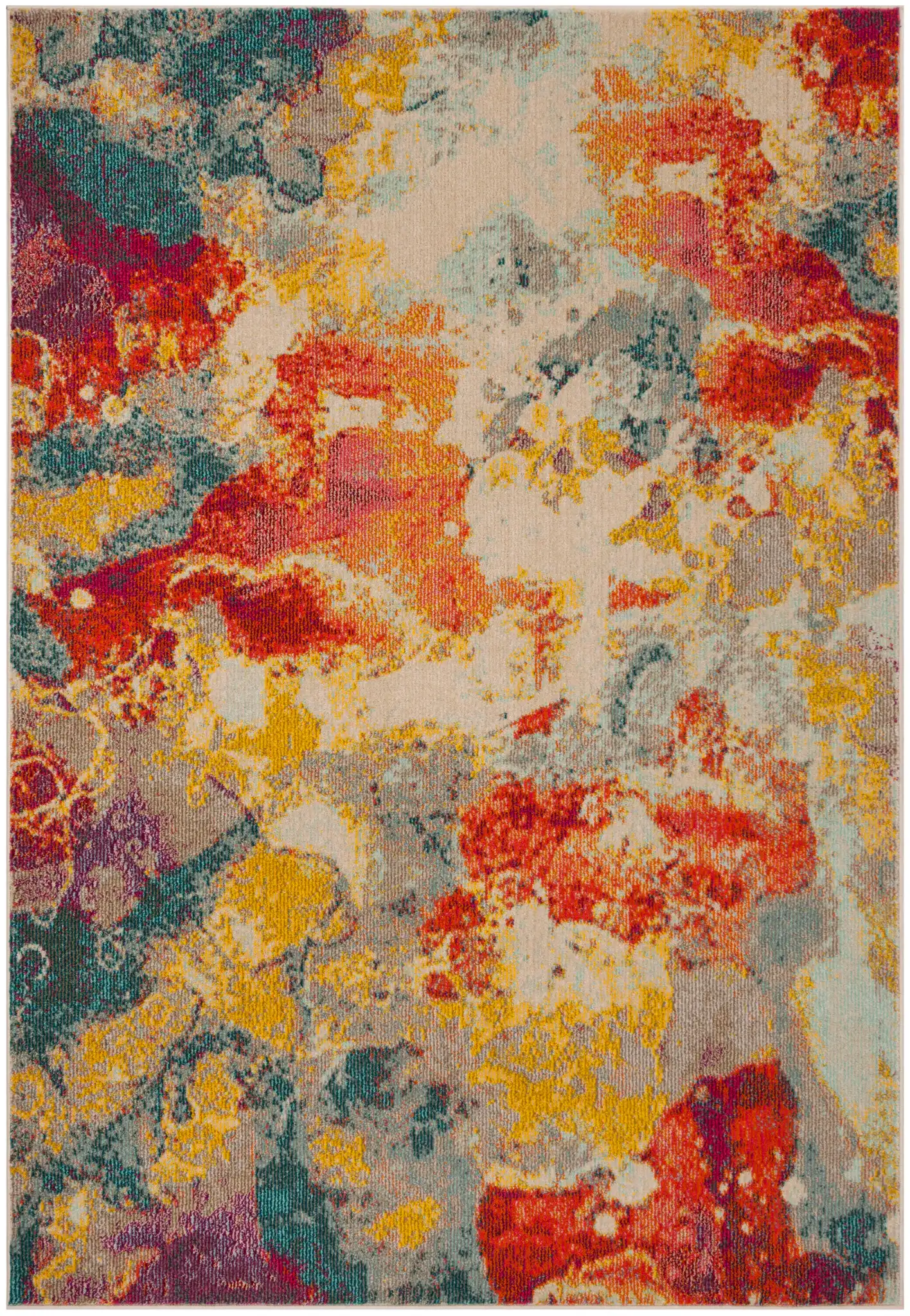 Phoenix Abstract Splatter Rug in Blue / Orange