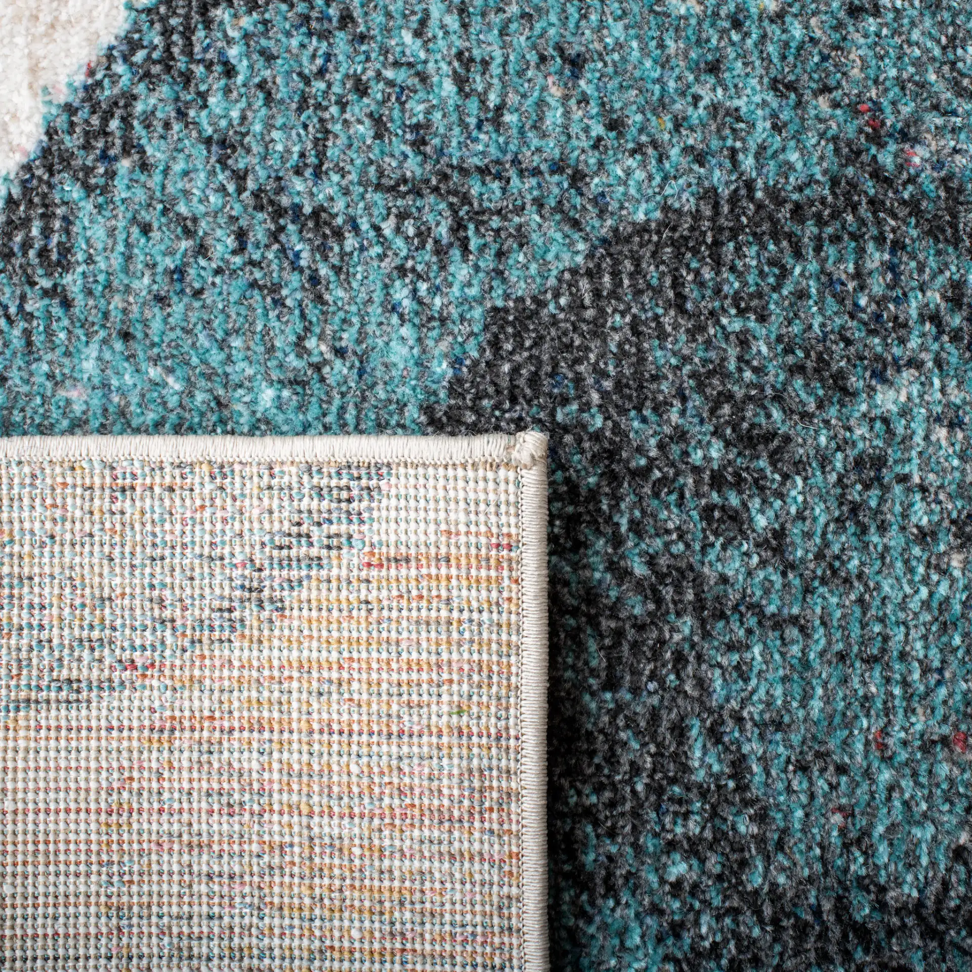 Phoenix Overlapping Circles Rug in Ivory / Rust in a styled room