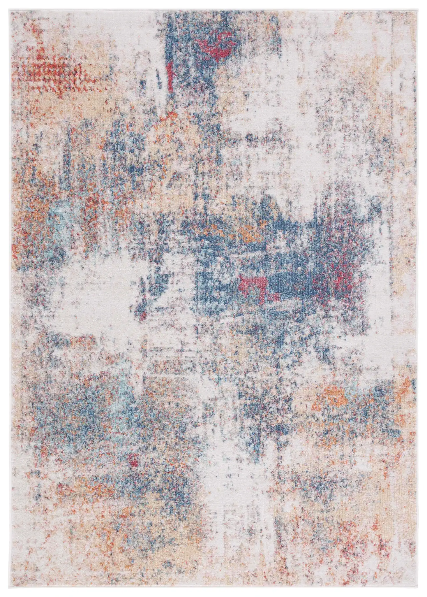 Phoenix Abstract Distressed Rug in Ivory / Blue Rust