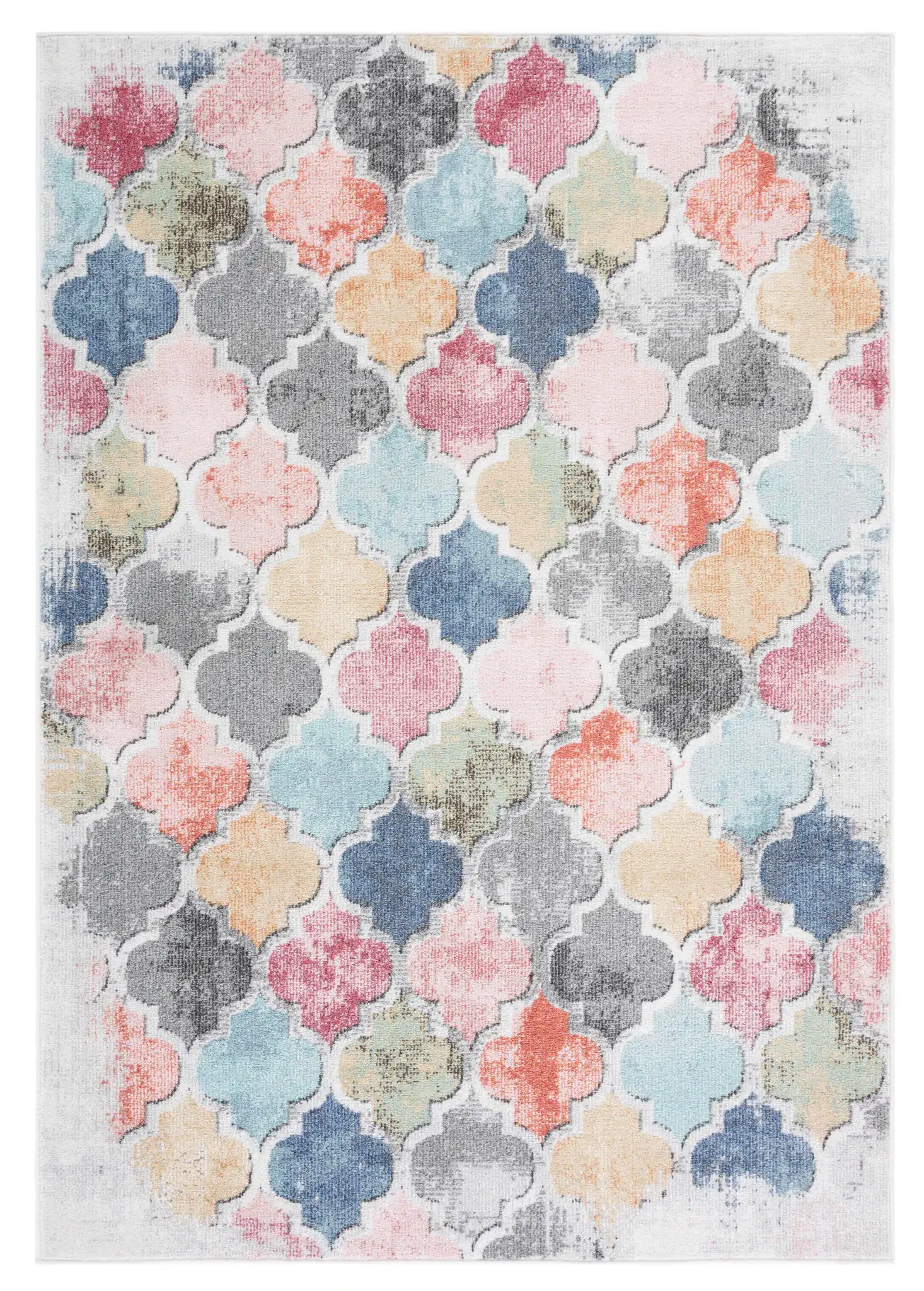 Phoenix Curved Tile Rug in Blue / Red