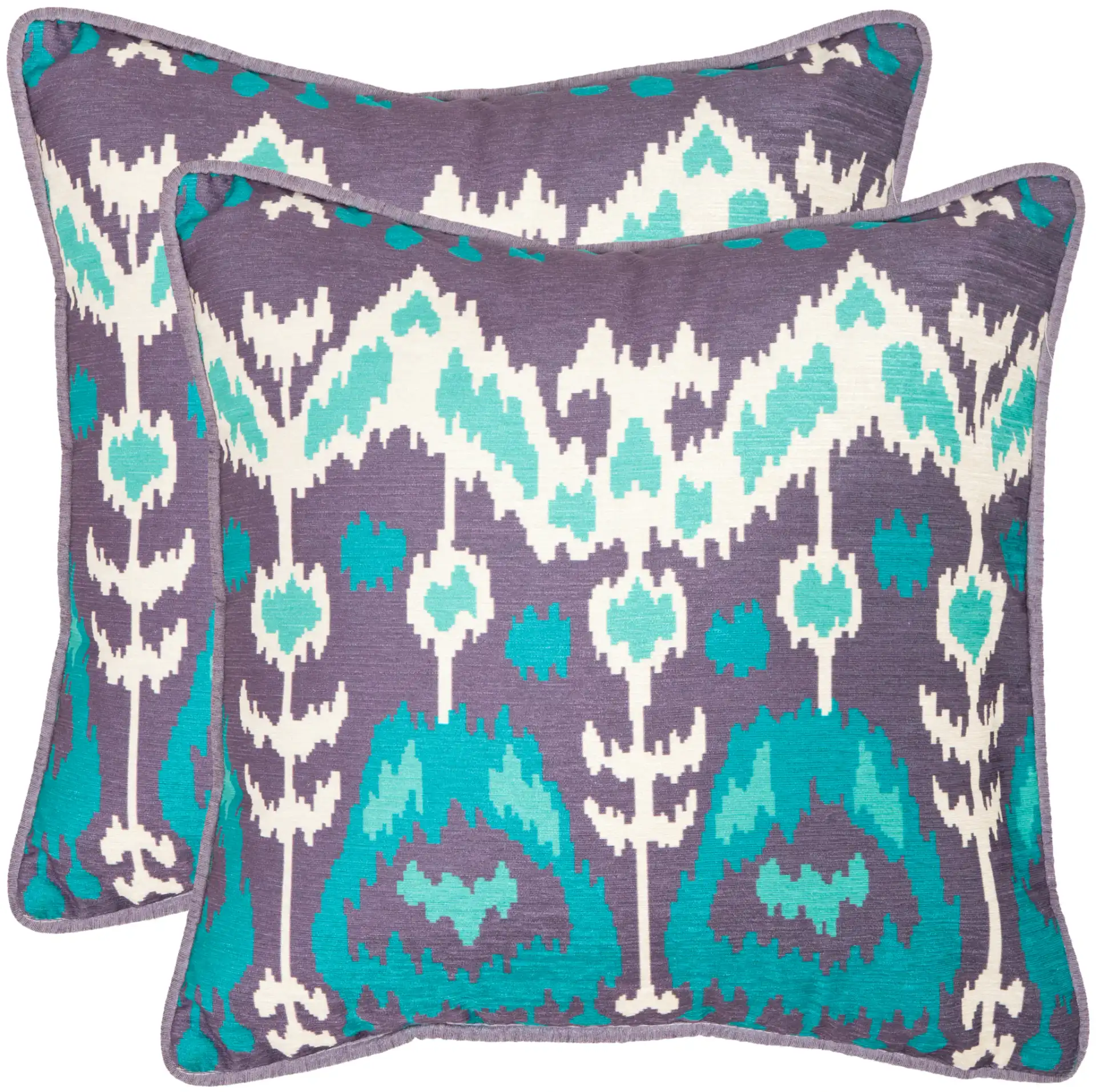 Manhattan Pillow (Set of 2) in Aqua / Cream, detail view