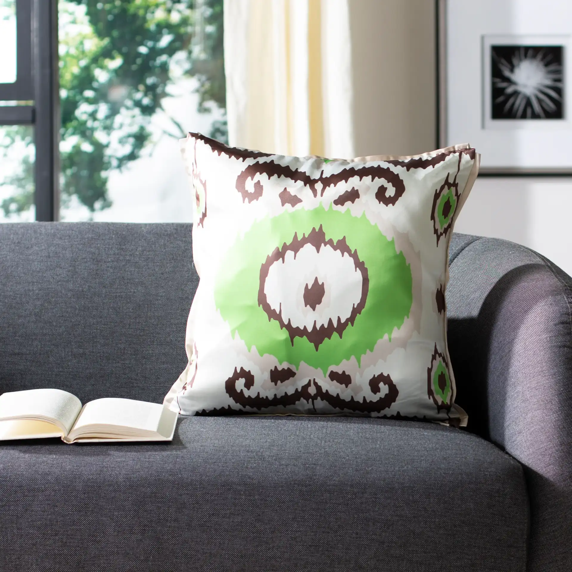 Giselle Pillow (Set Of 2) in Lime Green in a styled room
