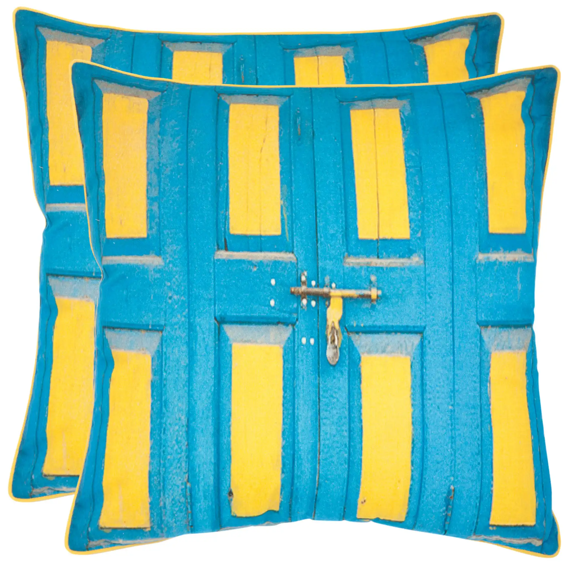 Nador Pillow (Set of 2) in Aqua / Yellow, detail view