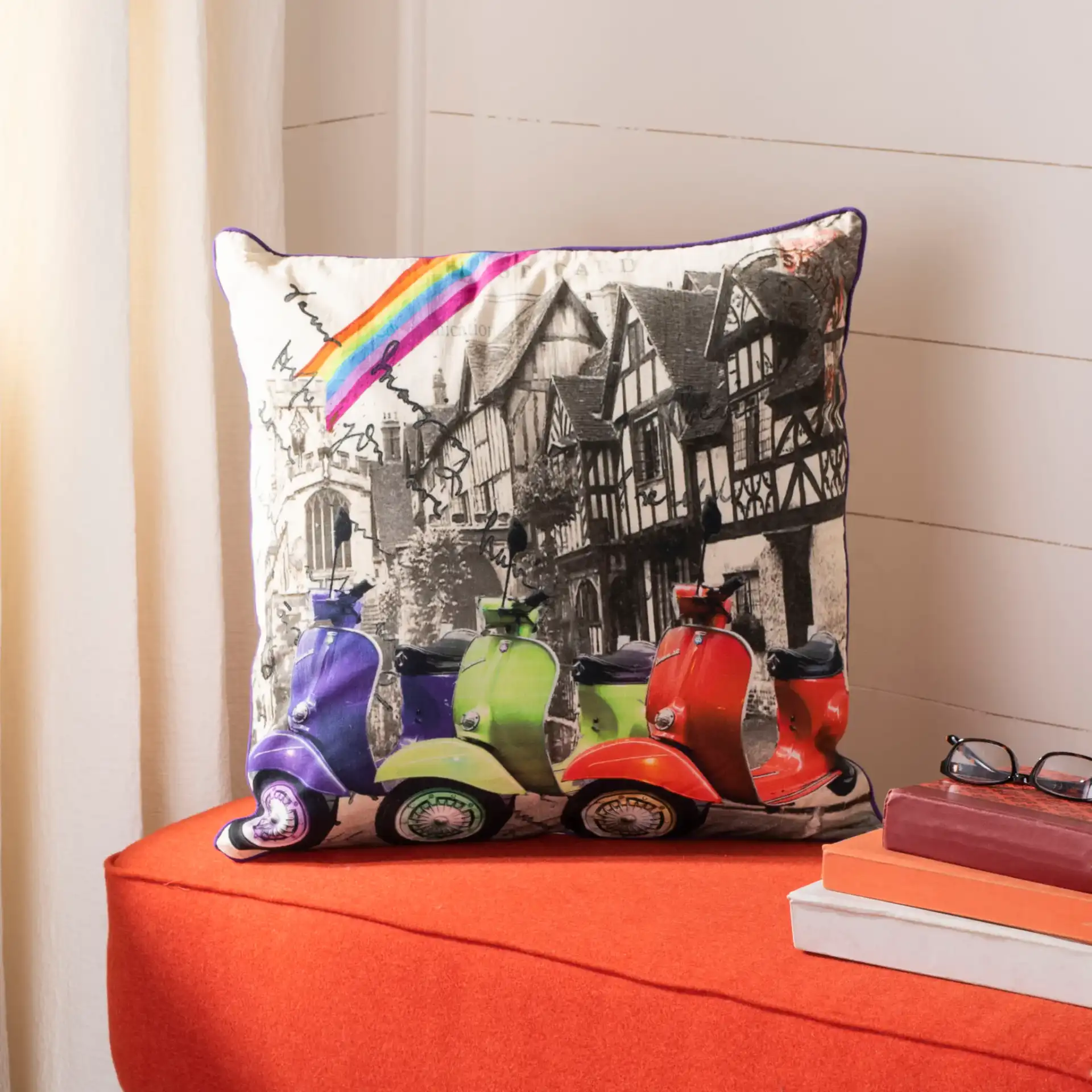 Trieste Pillow (Set of 2) in Multi / Beige in a styled room