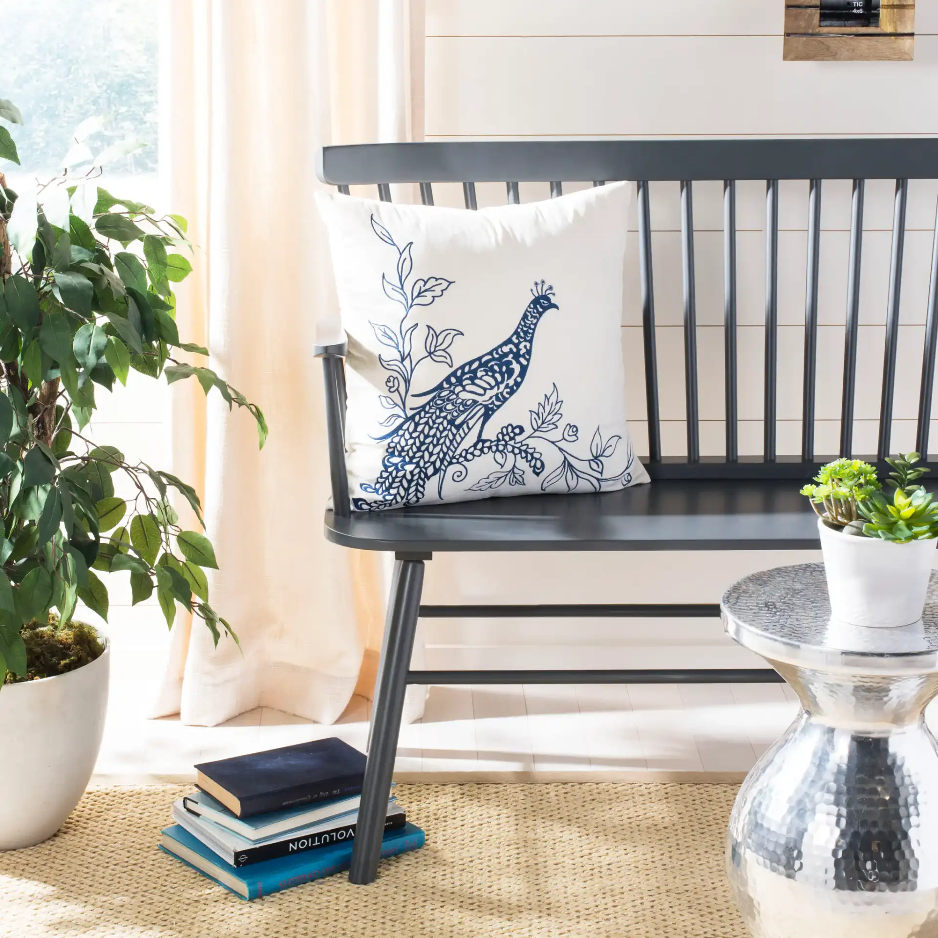Loving Pair Pillow (Set of 2) in Beige / Blue in a styled room