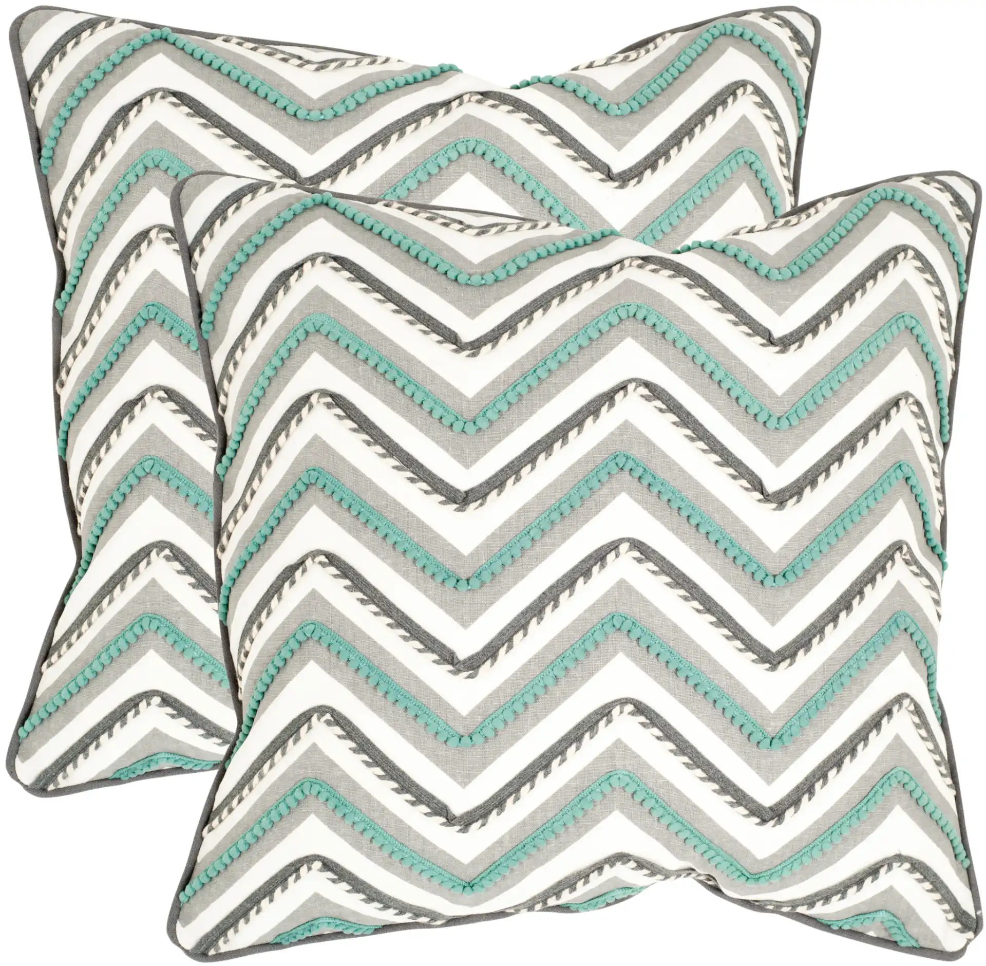 Elli Pillow (Set of 2) in Green / White, detail view