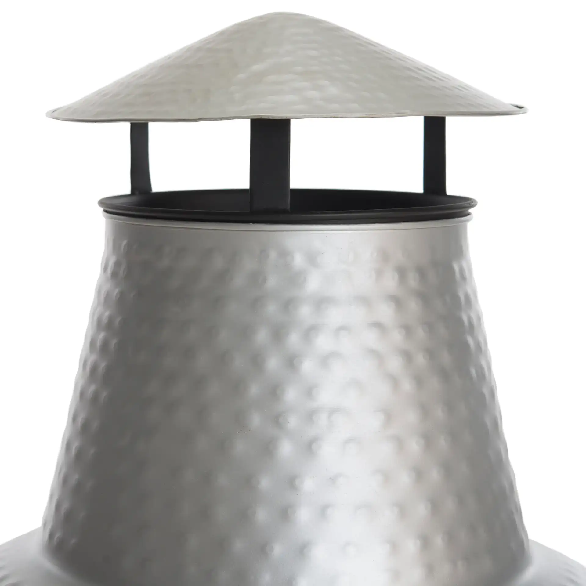 Cartagena Fire Pit in Silver / Black in a styled room