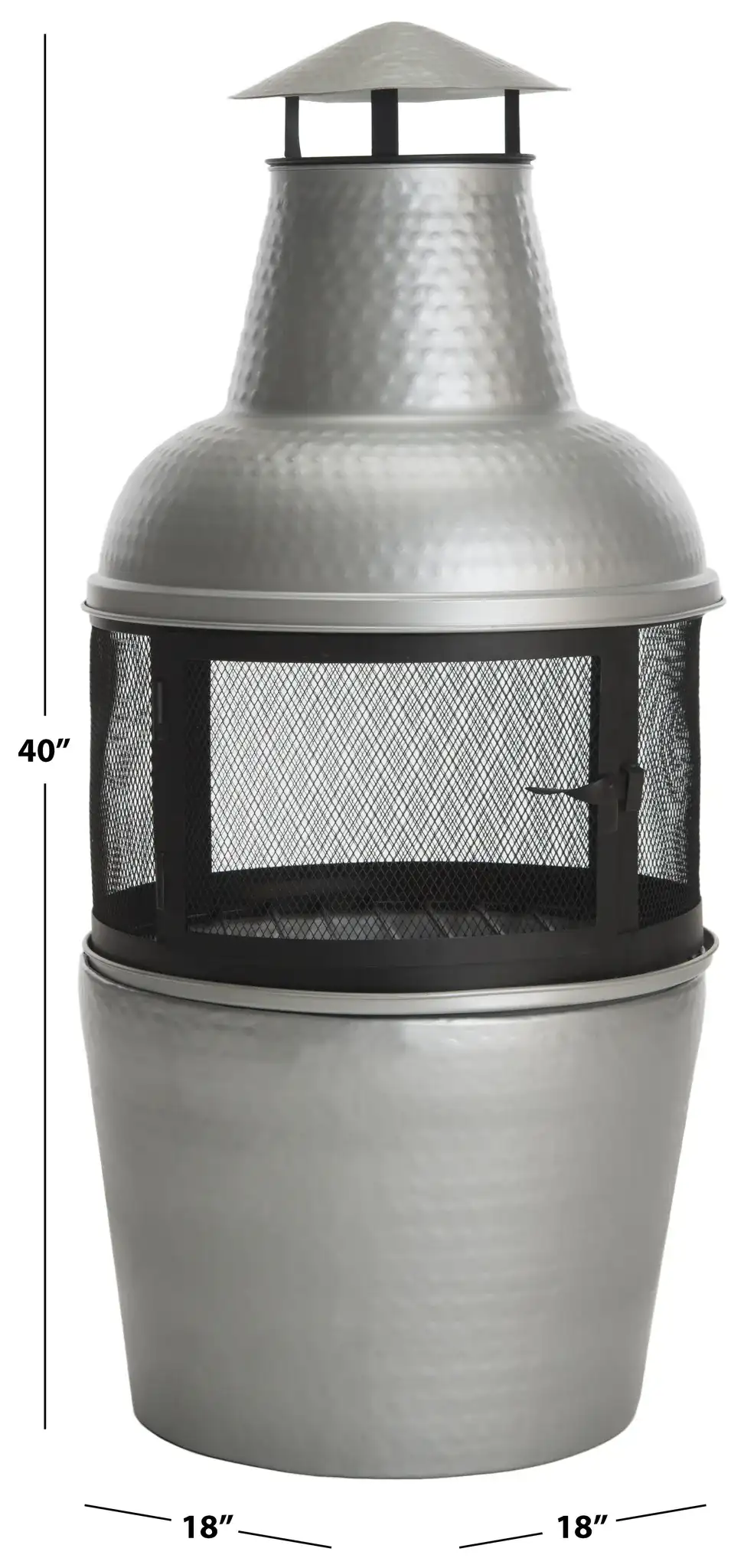 Cartagena Fire Pit in Silver / Black, detail view