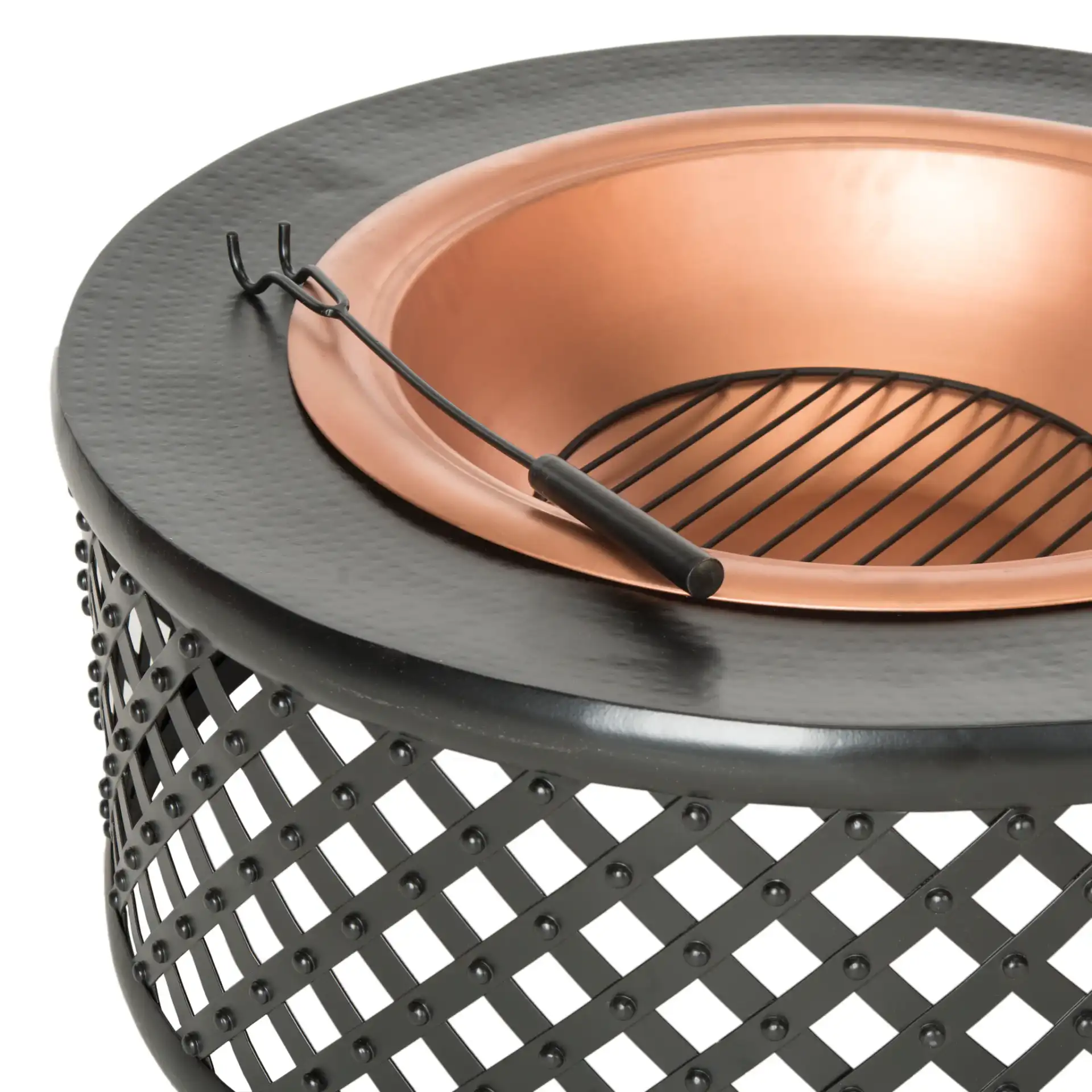 Jamaica Fire Pit in Copper / Black in a styled room