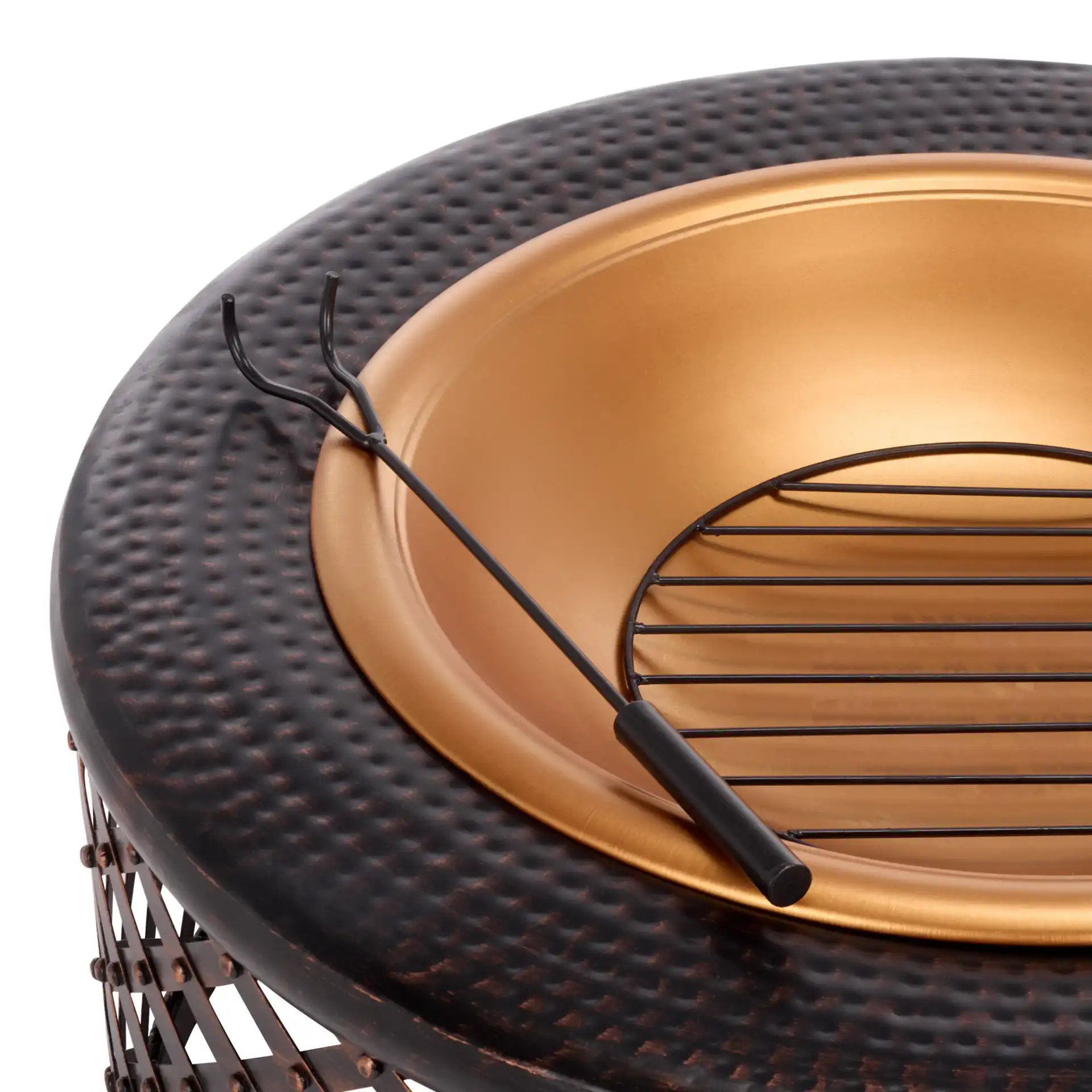 Jamaica Fire Pit in Copper / Black in a styled room