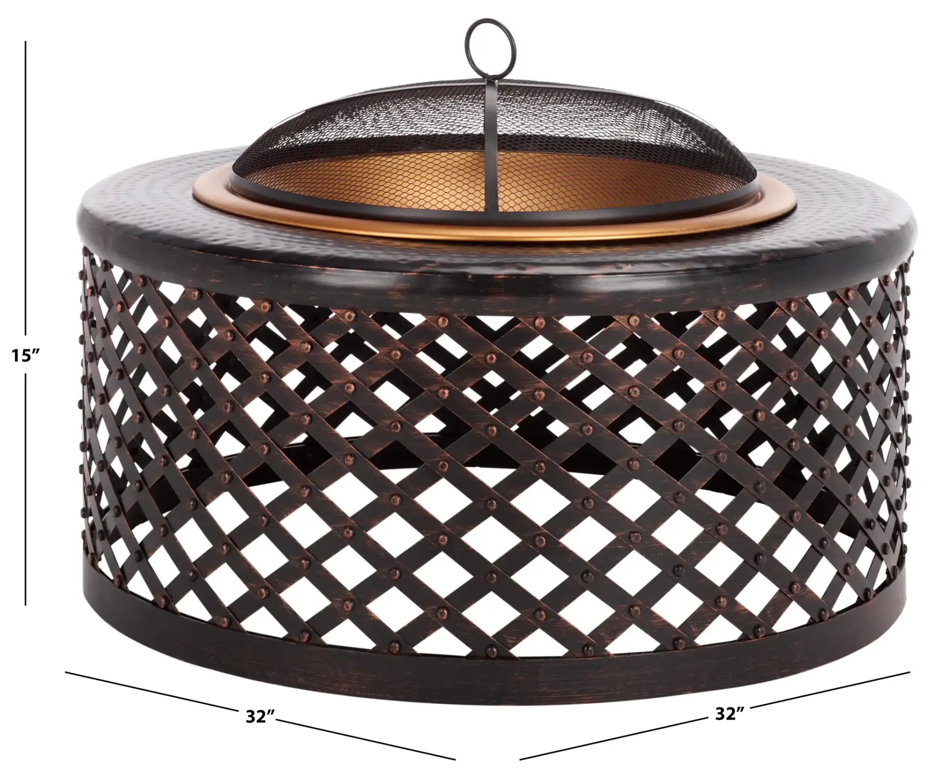 Jamaica Fire Pit in Copper / Black, detail view