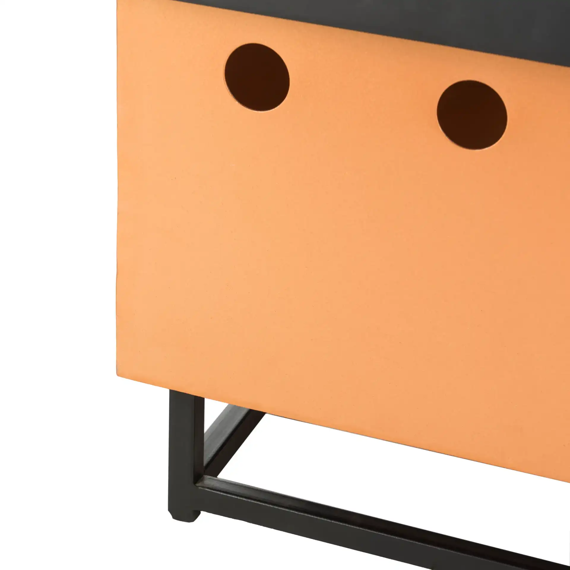 Wyatt Square Fire Pit in Copper / Black in a styled room