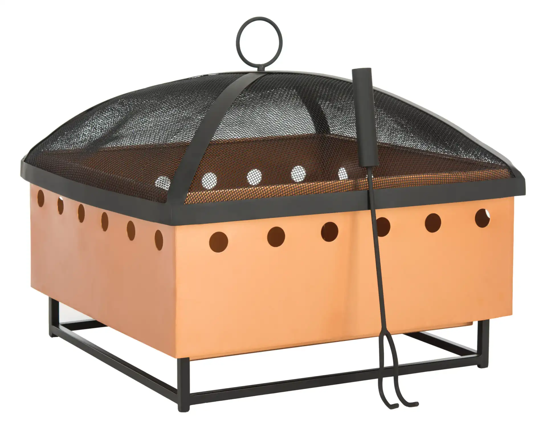 Wyatt Square Fire Pit in Copper / Black, detail view