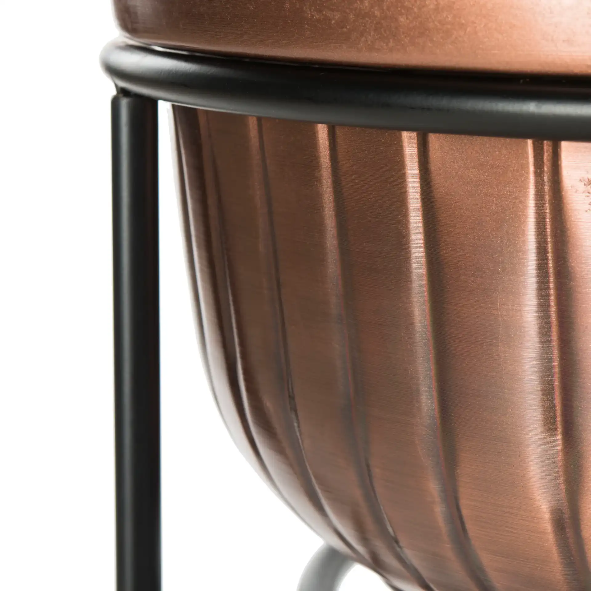 Naka Plant Stand in Antique Copper / Black, detail view