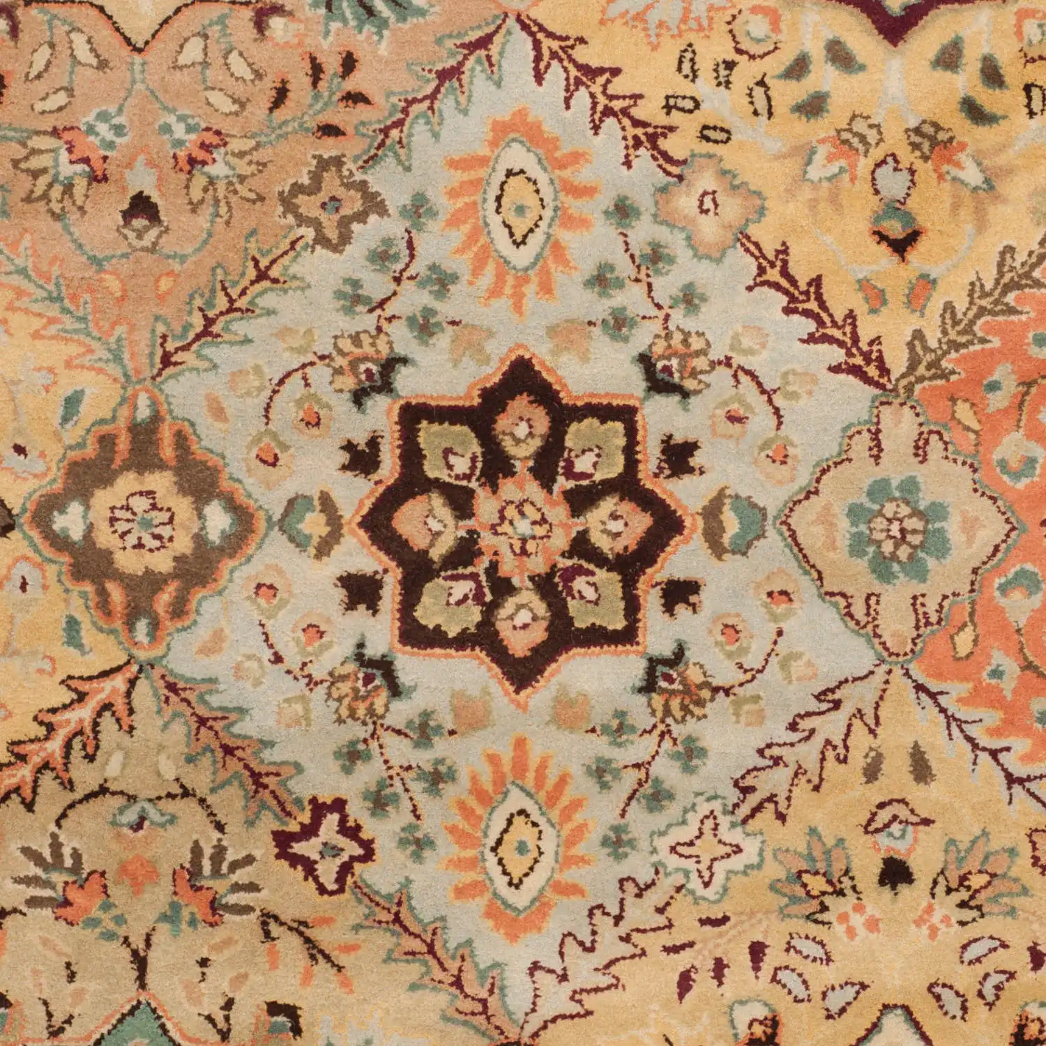 Persian Legend Floral Tile Hand-Tufted Wool Rug in Red / Rust in a styled room