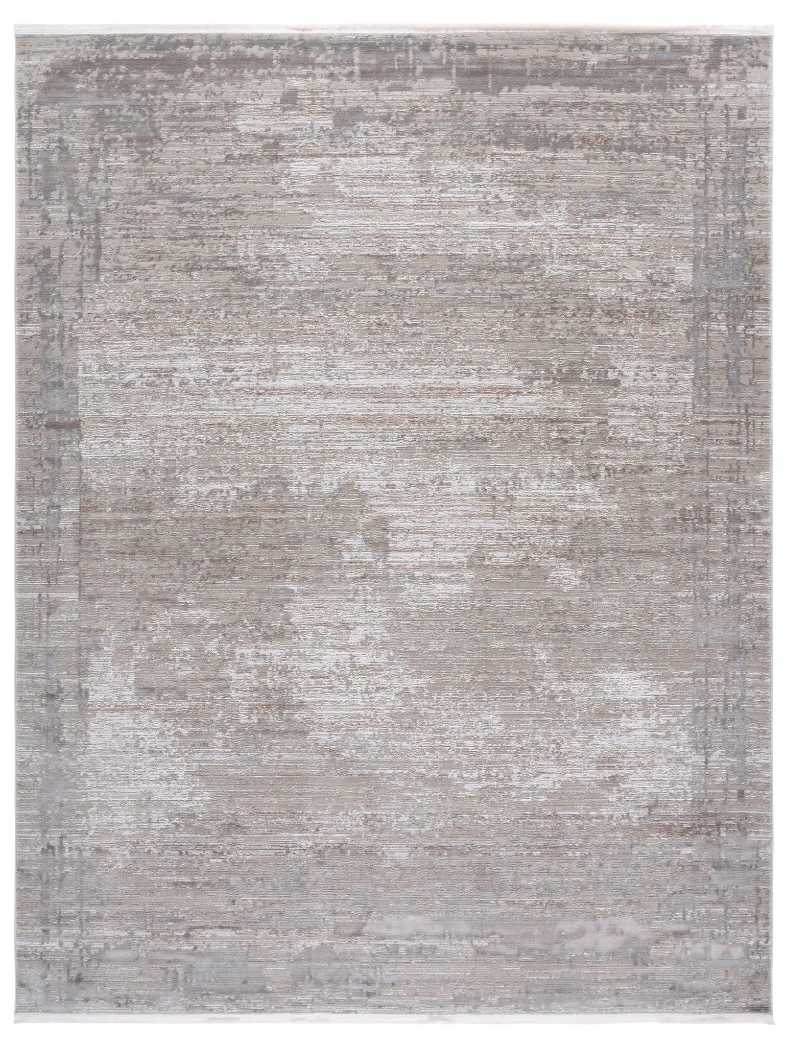 Platinum Distressed Border Rug in Gray / Beige