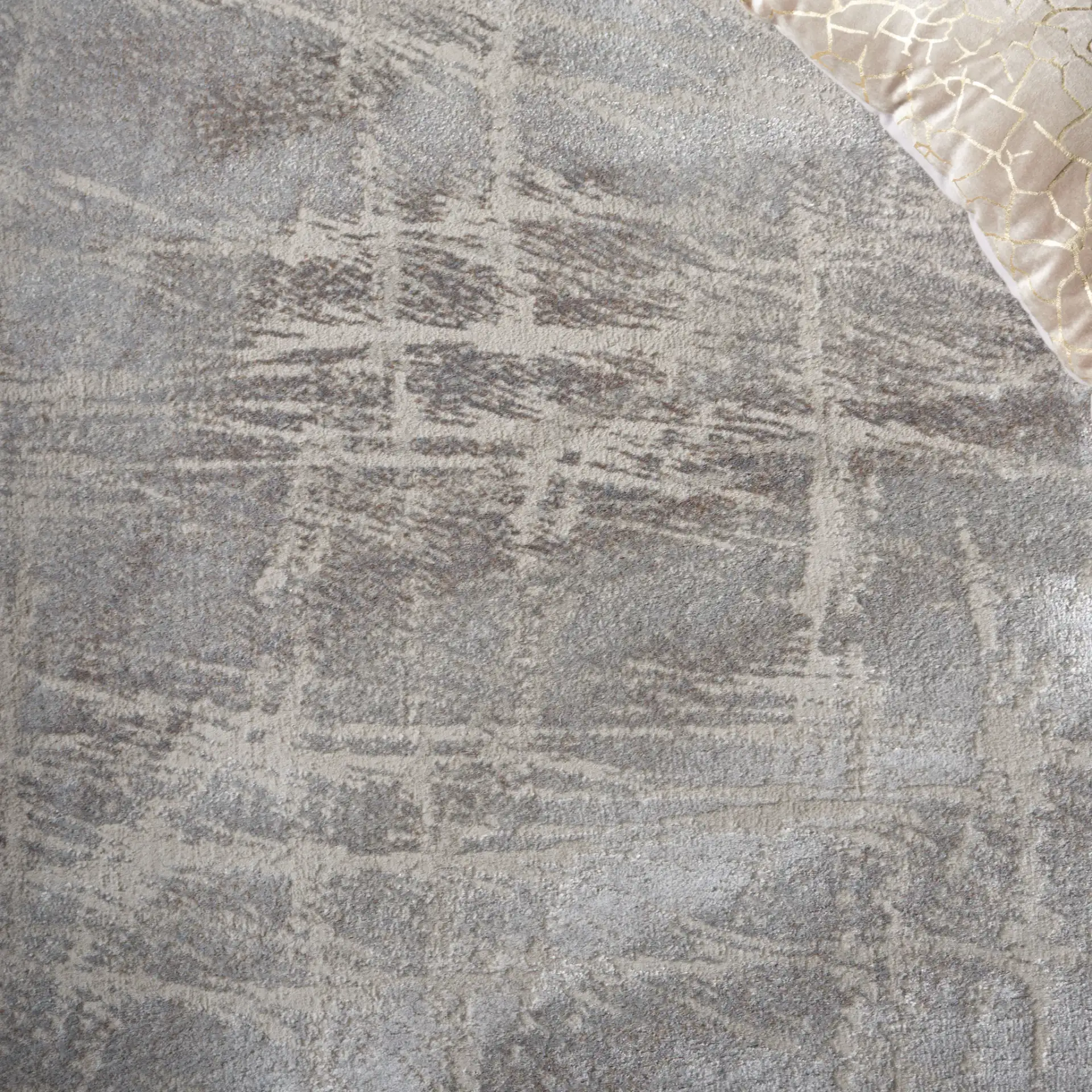 Platinum Marble Rug in Gray / Light Gray in a styled room
