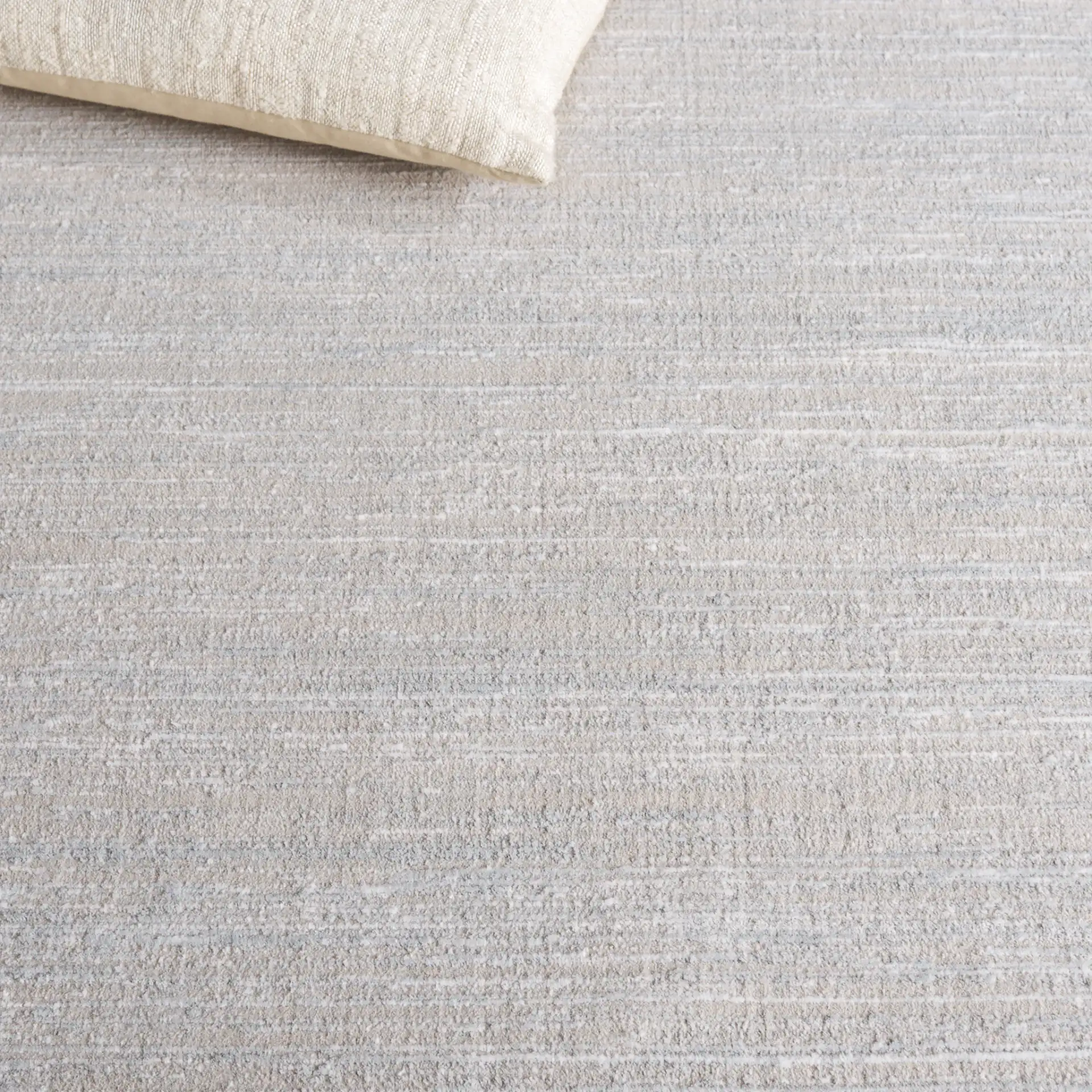 Platinum Linear Stripe Rug in Beige / Ivory in a styled room